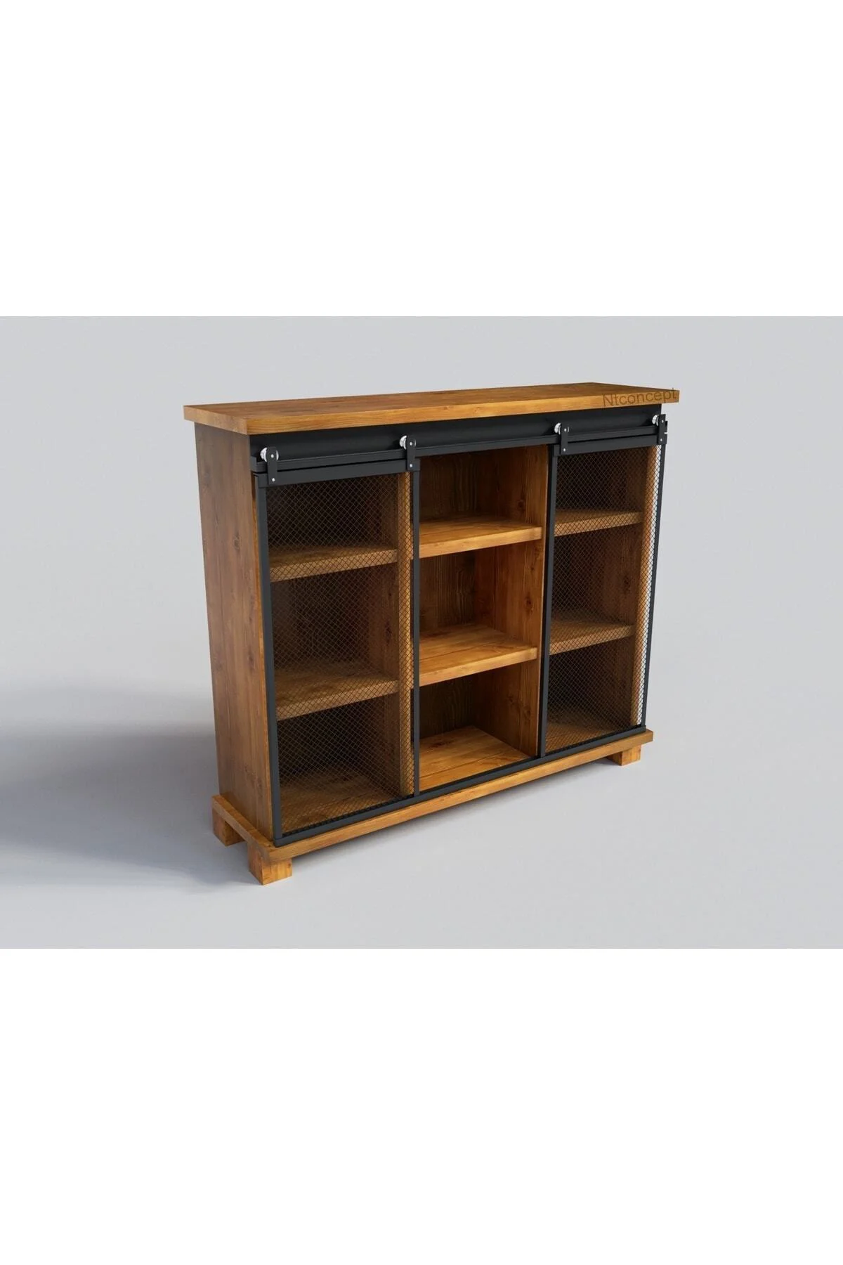 Ntconcept Doğal Ağaç Ofis Kitaplık(140cm-h120cm-41cm)
