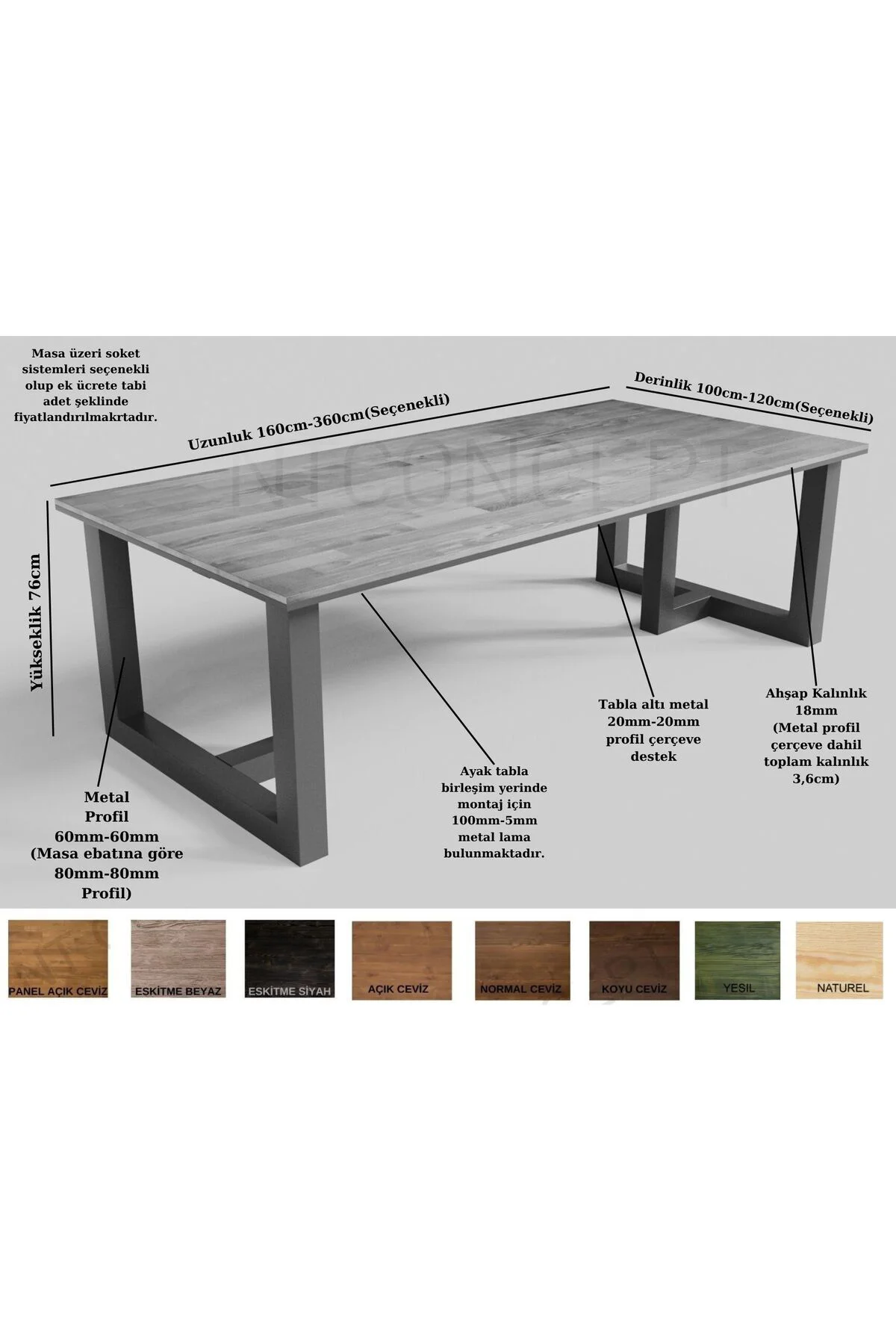 Ntconcept Doğal Ağaç Toplantı Masası(120cm-280cm) Ntconcept Doğal Ağaç Toplantı Masası(120cm-280cm)