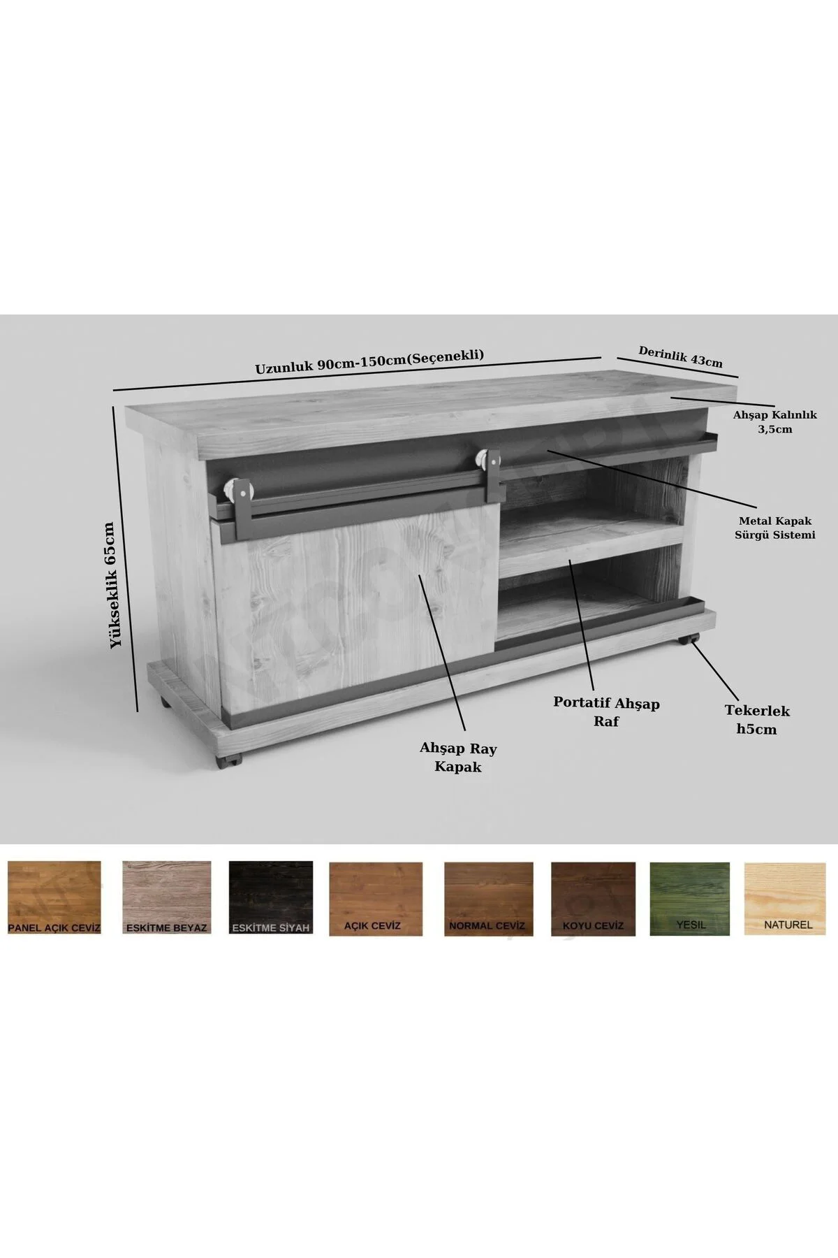 Ntconcept Doğal Ağaç Ofis Düzenleyici Dolap110cm-h60cm-41cm)