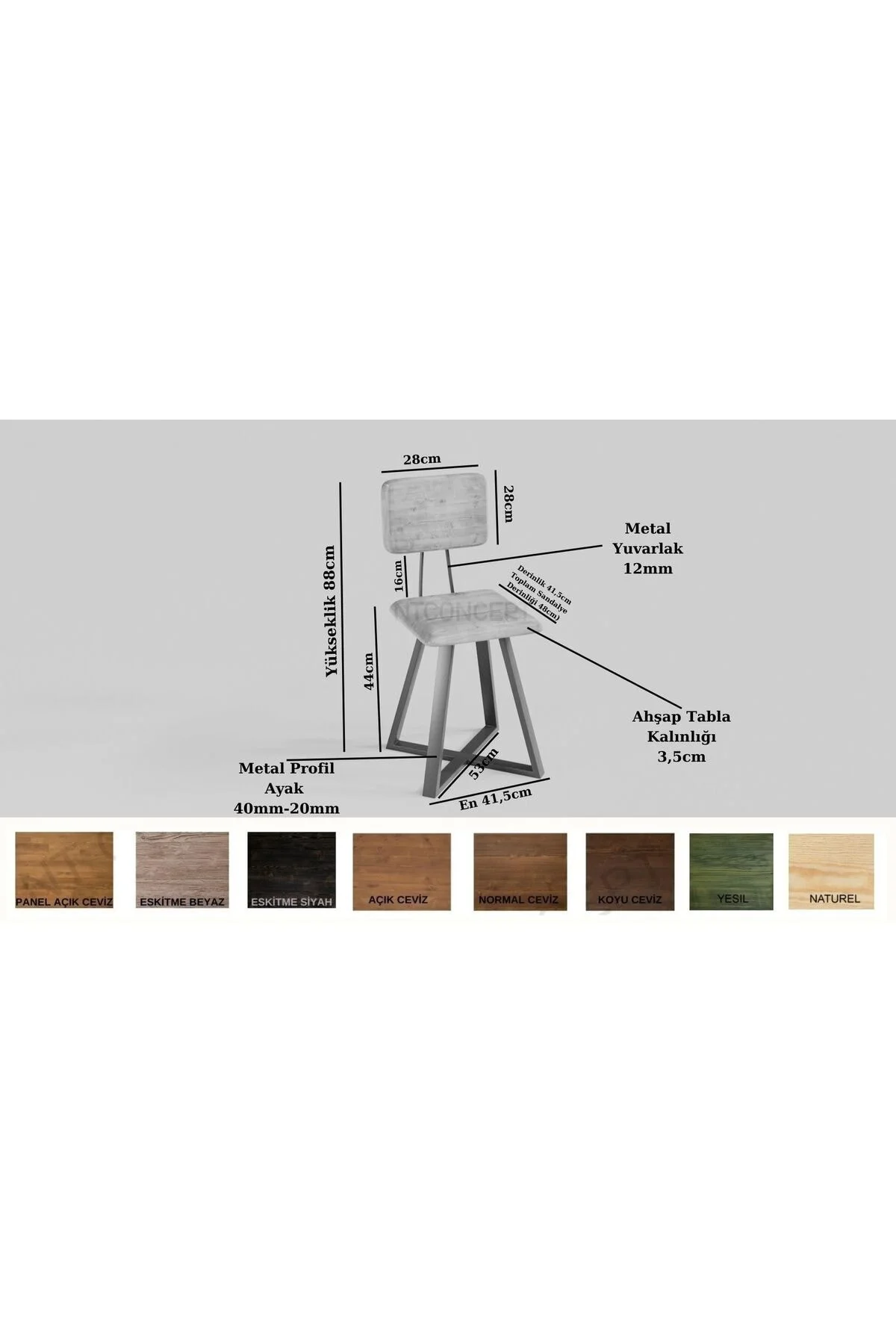 Ntconcept Doğal Ahşap Loft Sandalye