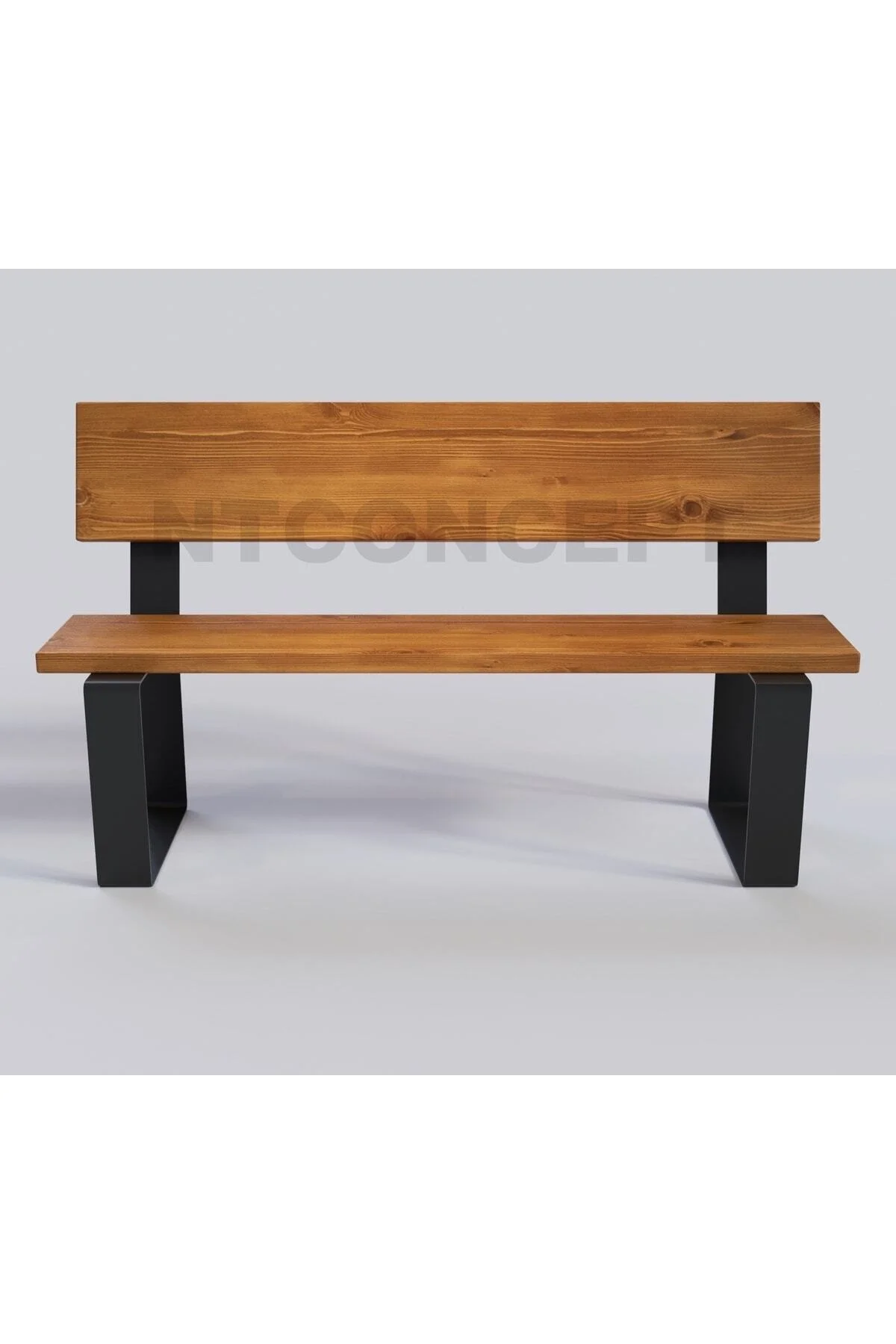 Ntconcept Doğal Ahşap Sırtlı Bank - (Uzunluk 185cm-Derinlik 40cm-
