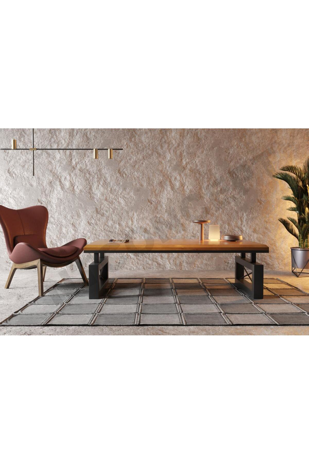 Nt Concept Ntconcept Doğal Ahşap Açık Ceviz Renk Sehpa(Uzunluk180cm-En75cm-H