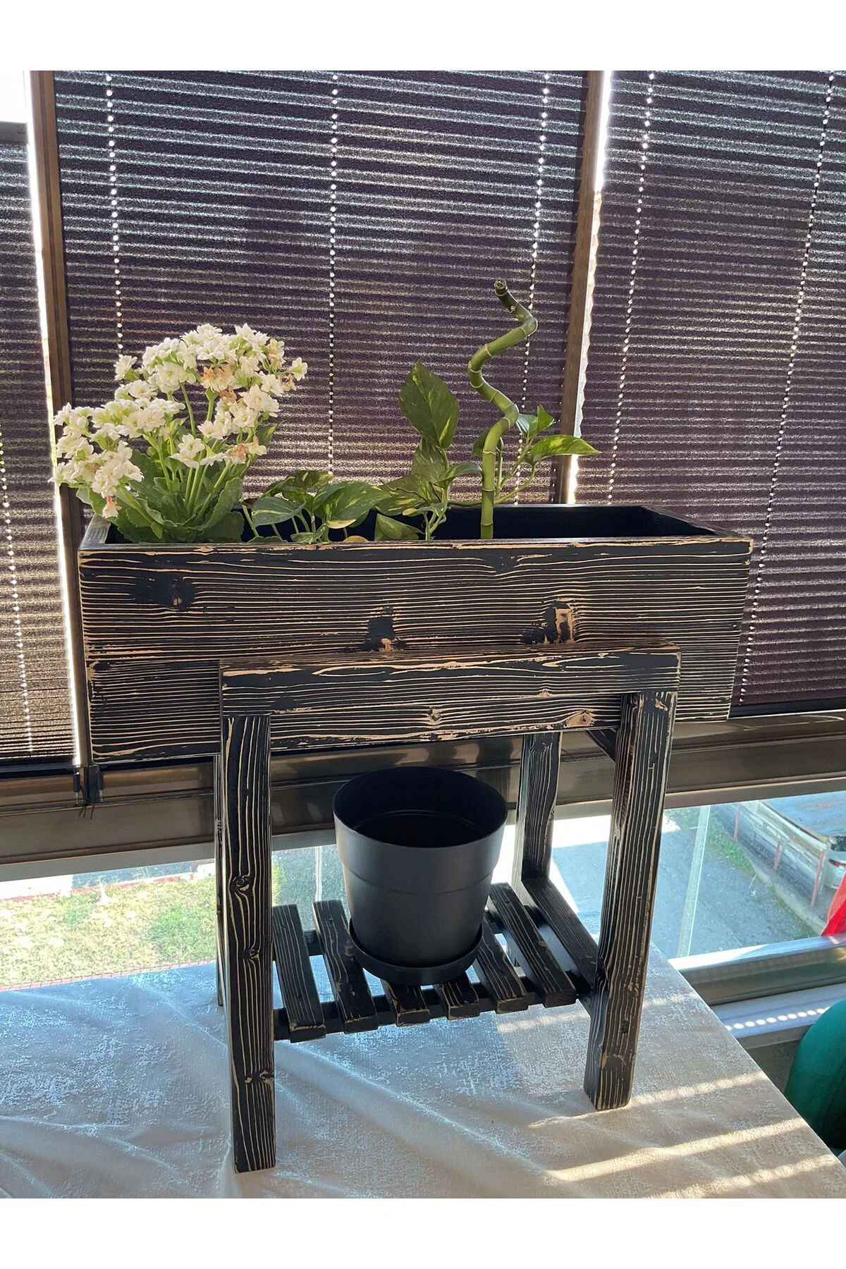 NTConcept Doğal Ahşap Masif Bahçe Balkon Saksılık