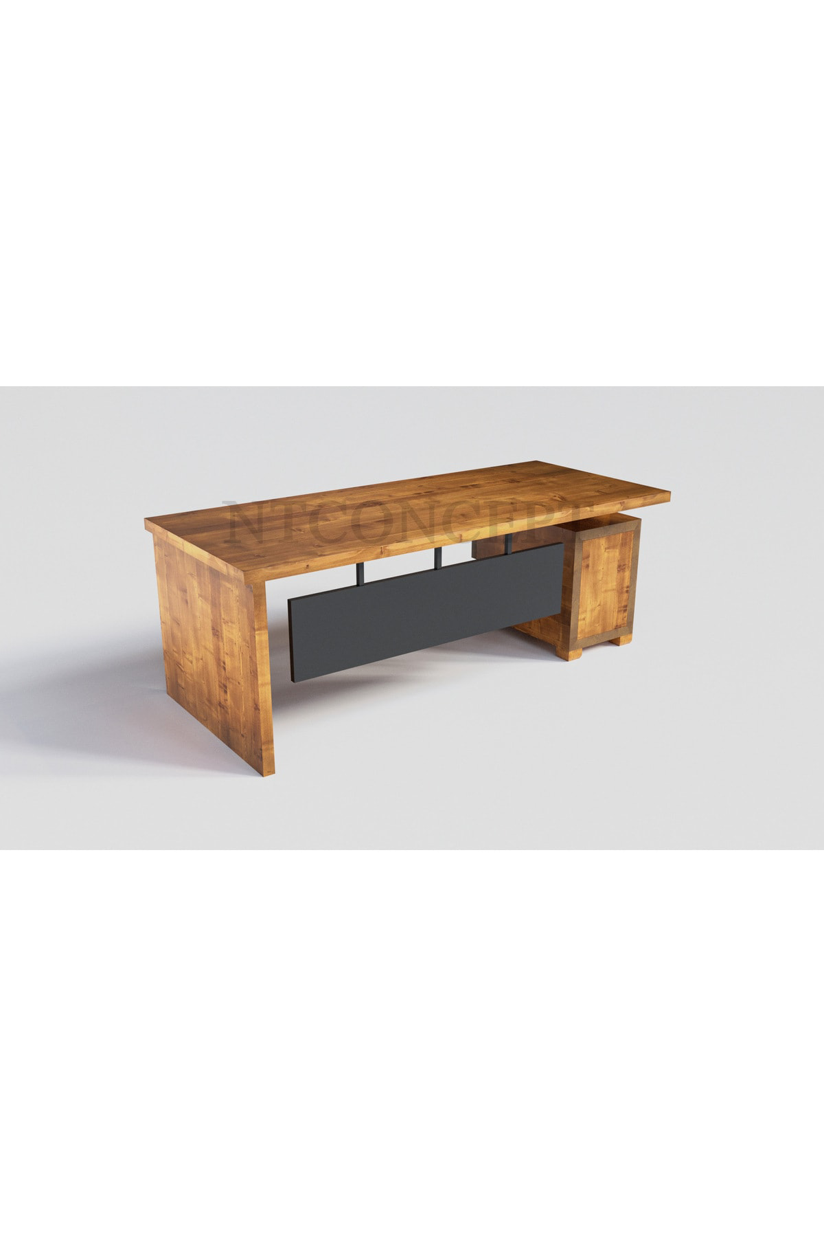 Nt Concept Ntconcept Doğal Ahşap Kesonlu Ofis Masası(85Cm-160Cm-H76cm)