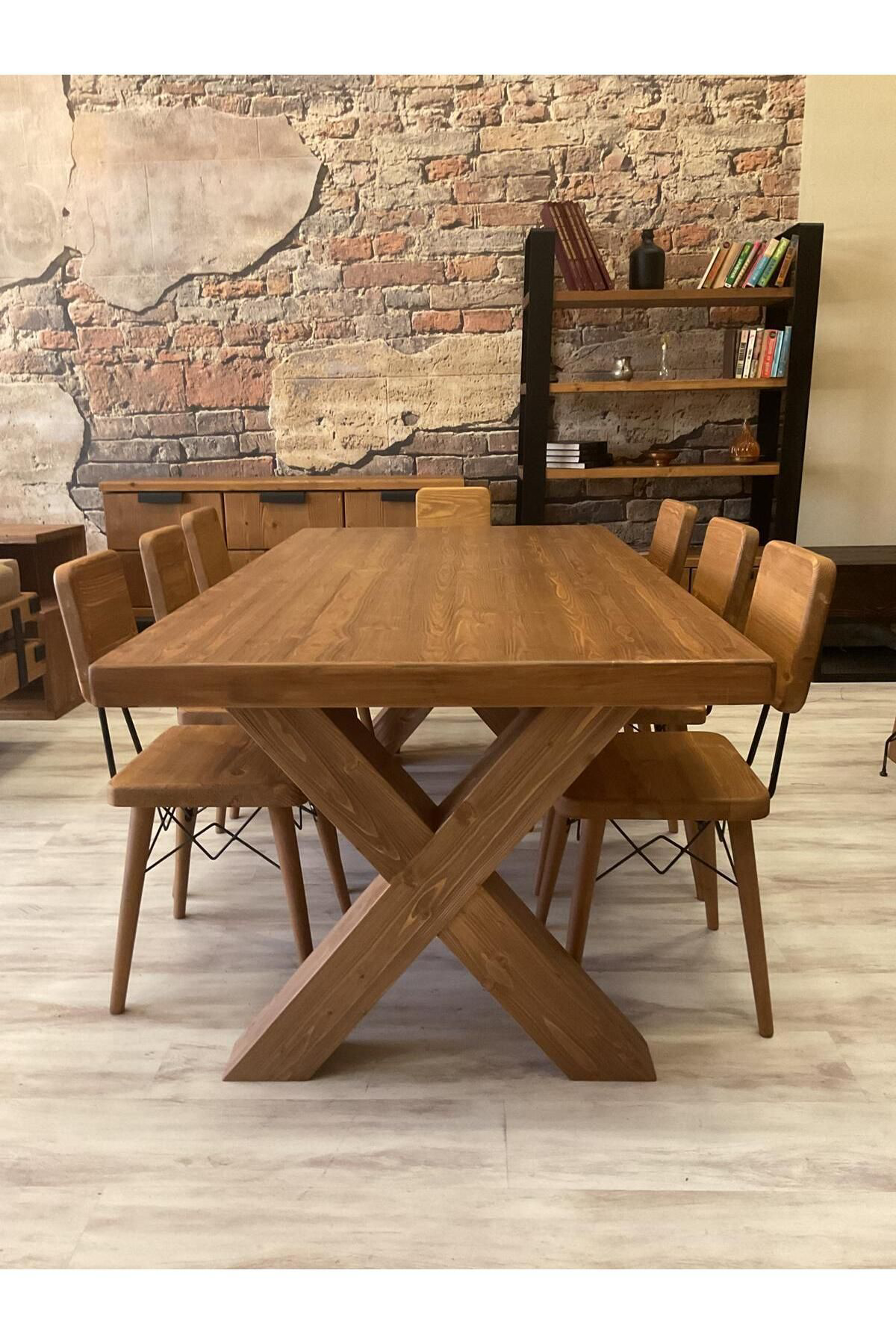 Ntcollection Ntconcept Doğal Ahşap Masif Toscana Yemek Masa Takimi 100X200cm 6