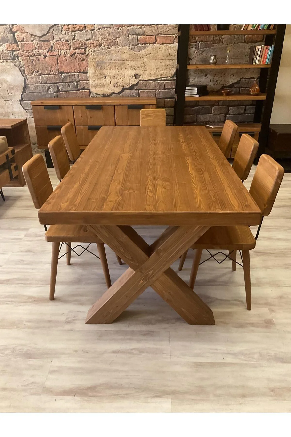 Ntconcept Doğal Ahşap Masif Toscana Yemek Masa Takımı 100x200cm 6