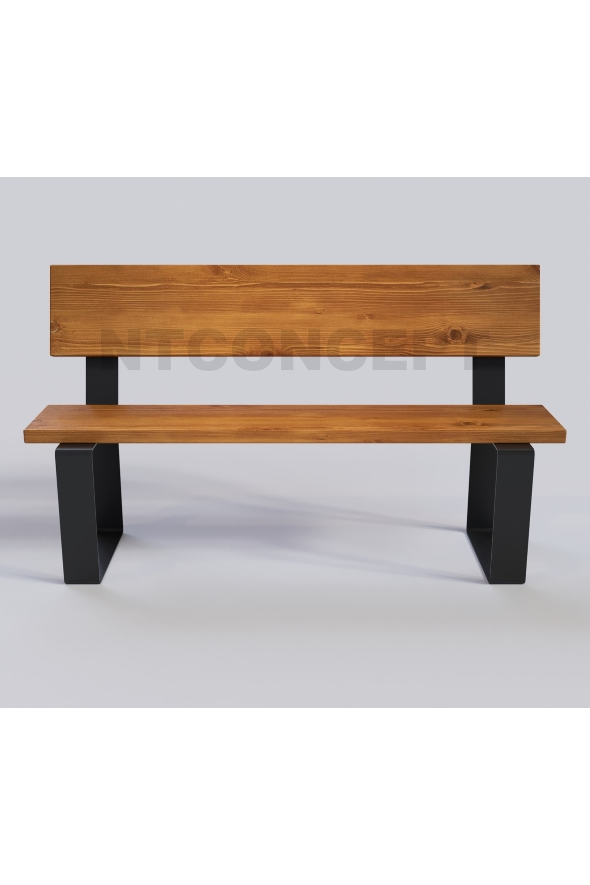 Ntconcept Doğal Ahşap Sırtlı Bank - (Uzunluk 170cm-Derinlik 40cm-