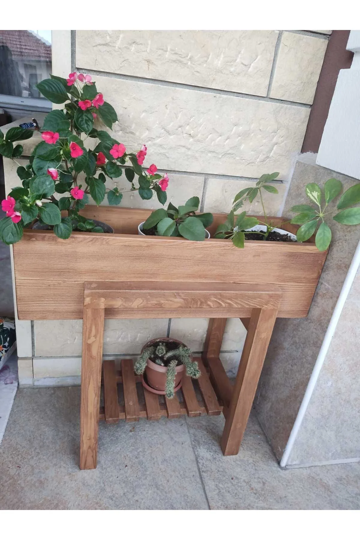 NTConcept Doğal Ahşap Masif Bahçe Balkon Saksılık