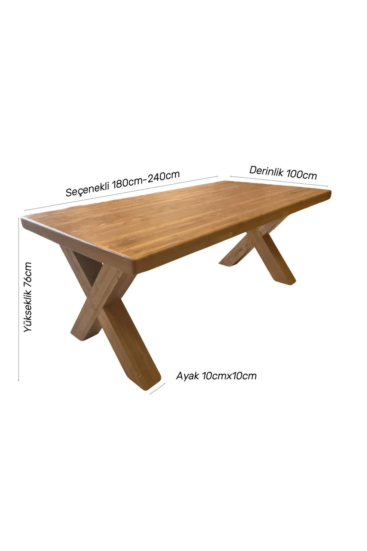 Ntconcept Doğal Ahşap Masif Toscana Yemek Masa Takımı 100x200cm 6