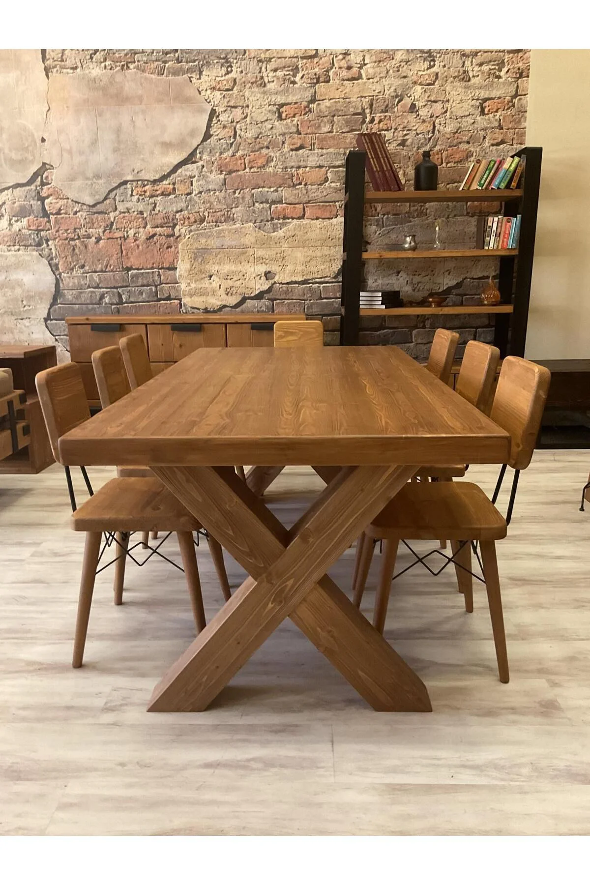 Ntconcept Doğal Ahşap Masif Toscana Yemek Masa Takımı 100x200cm 6