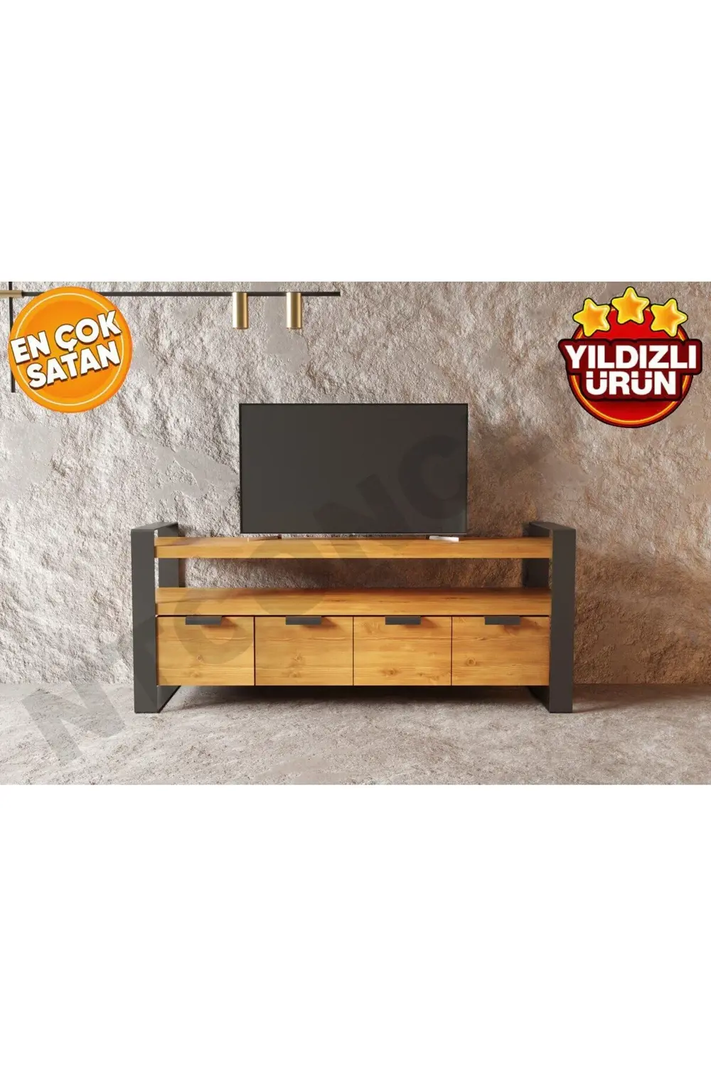 Ntconcept Doğal Ahşap Açık Ceviz Renk Tv Ünitesi(Uzunluk: 120cm-Y
