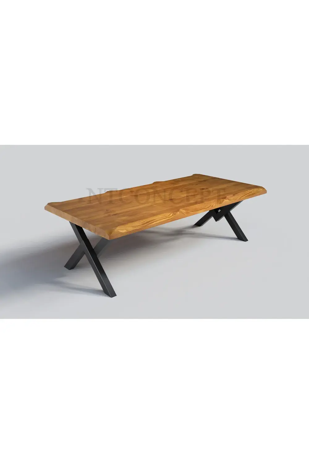 Ntconcept Doğal Ahşap Açık Ceviz Renk V Ayak Sehpa(Uzunluk 100cm-