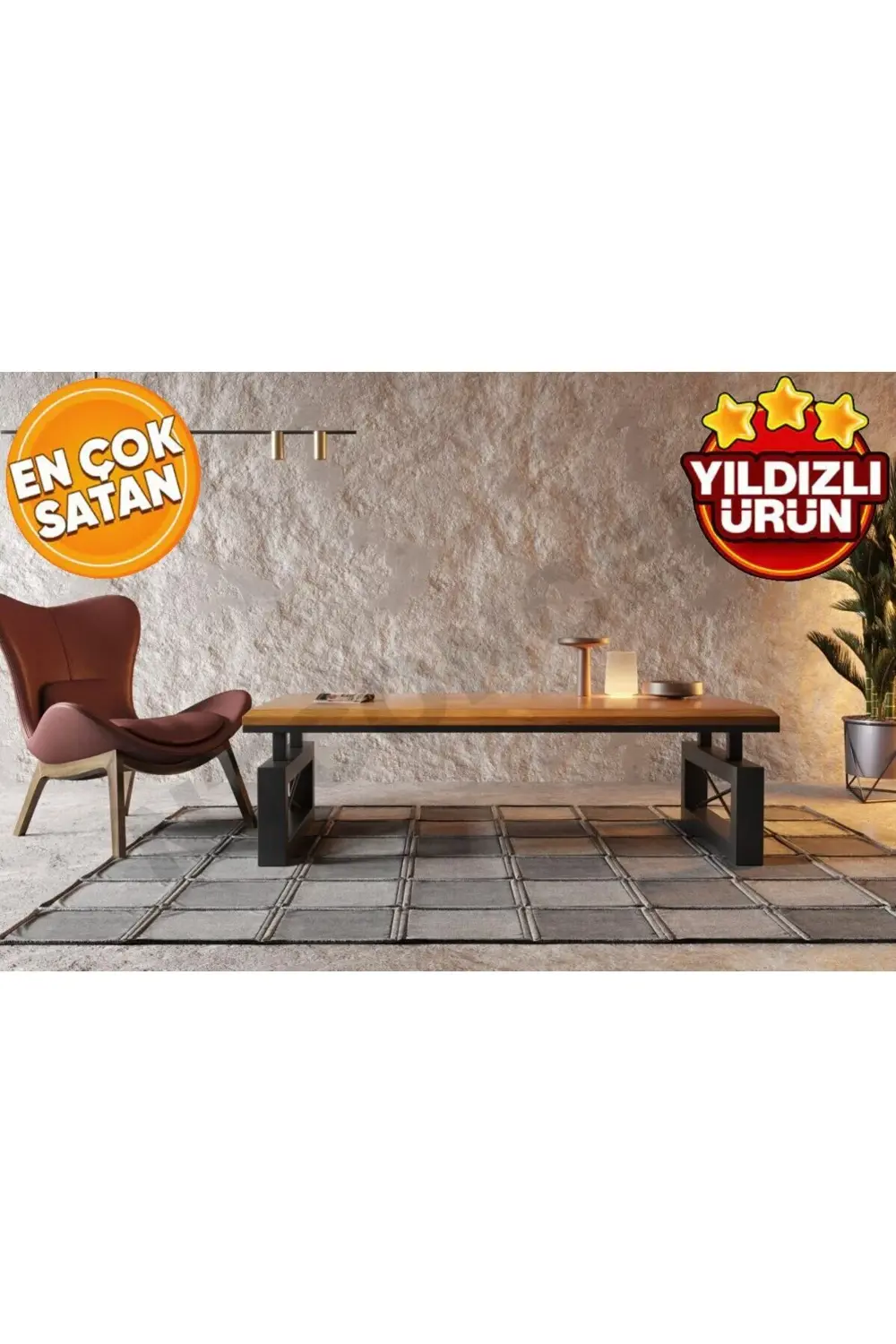 Nt Concept Ntconcept Doğal Ahşap Açık Ceviz Sehpa(Boy120cm-En75cm-H44cm)