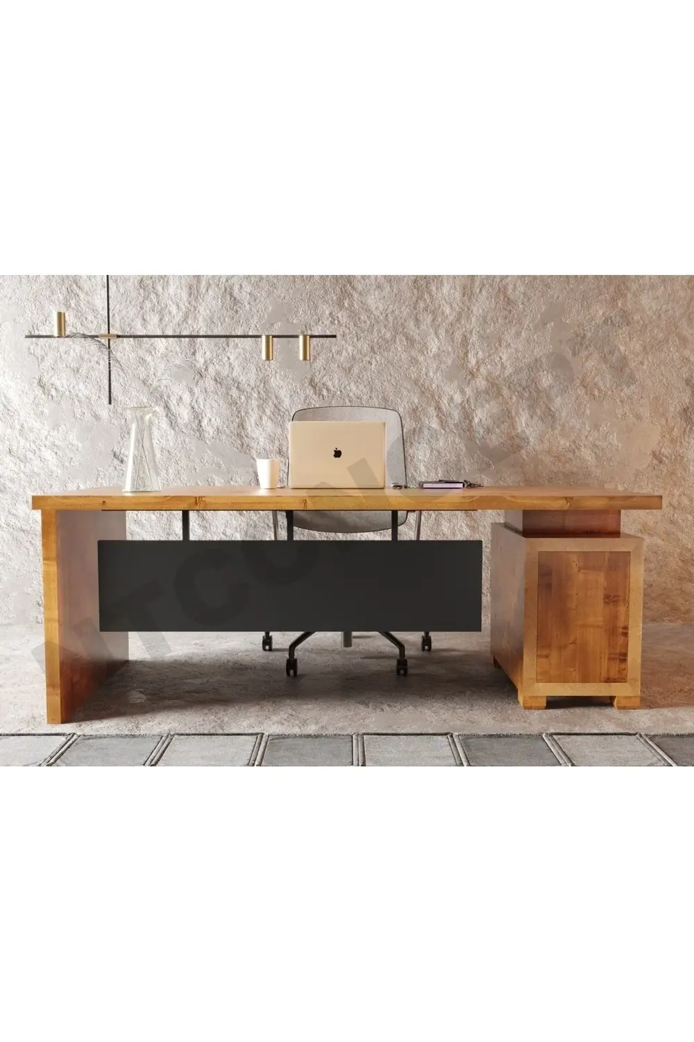 Nt Concept Ntconcept Doğal Ahşap Kesonlu Ofis Masası(100Cm-200Cm-H76cm)