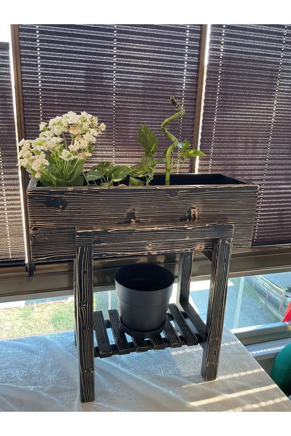 NTConcept Doğal Ahşap Masif Bahçe Balkon Saksılık