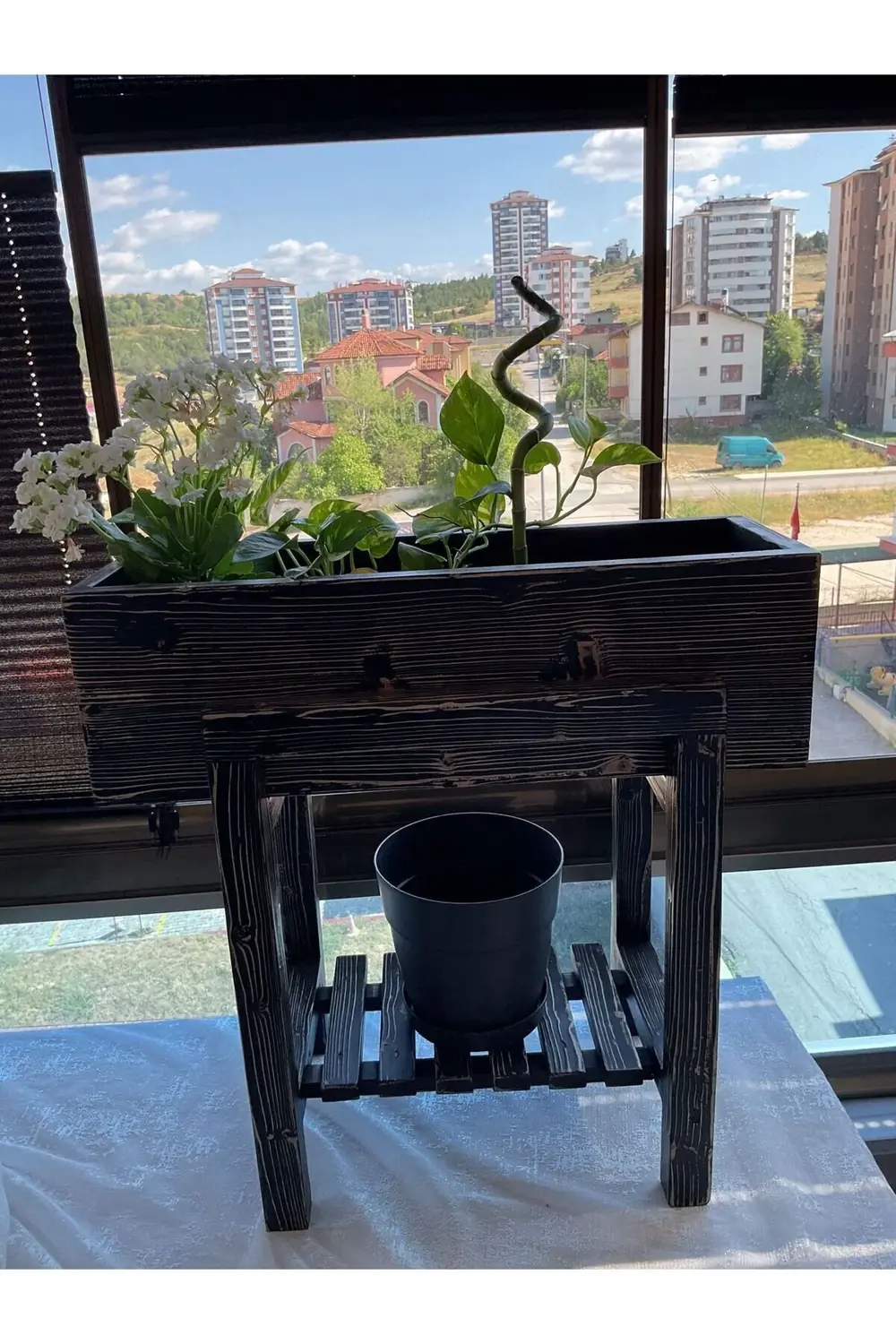 NTConcept Doğal Ahşap Masif Bahçe Balkon Saksılık