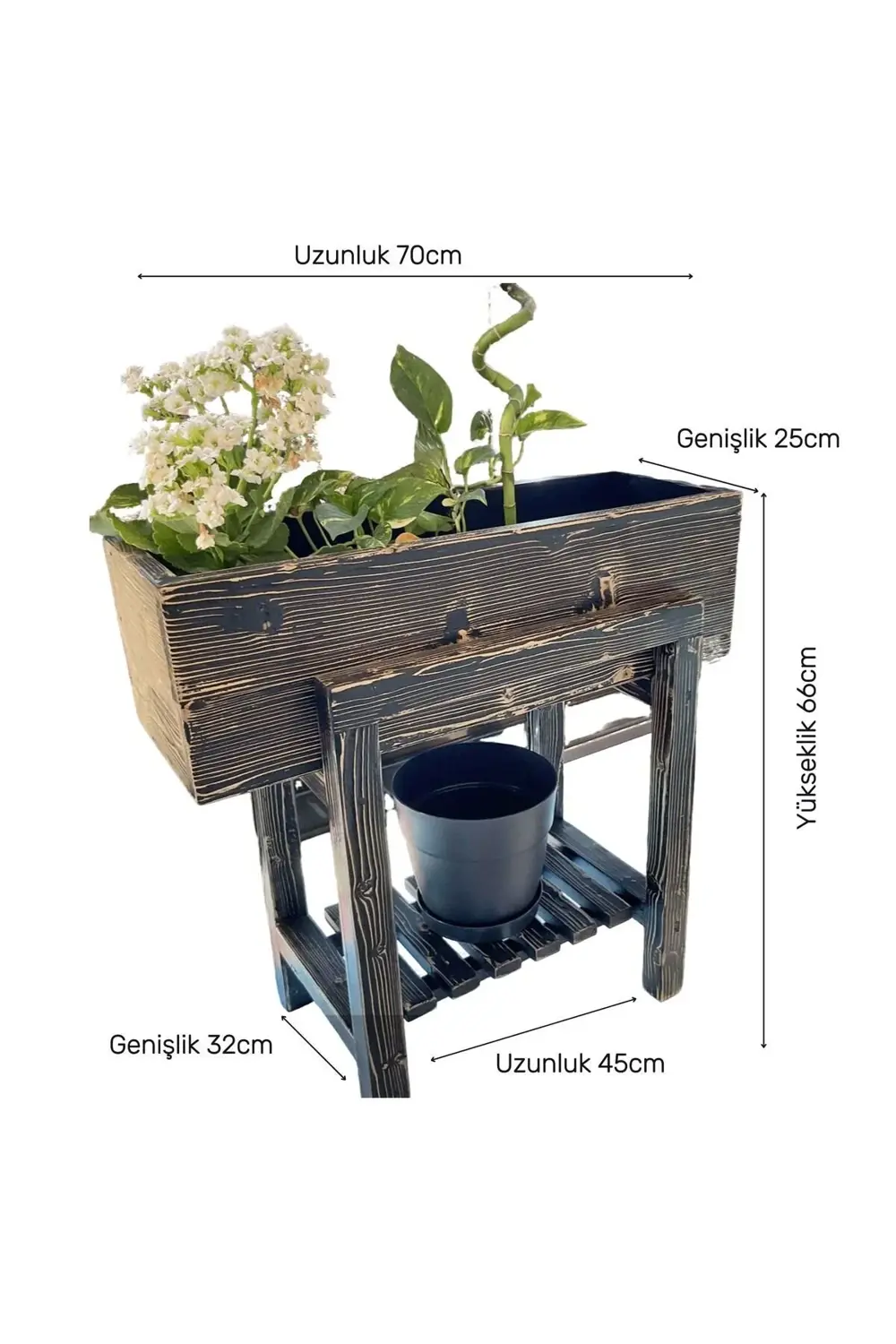 NTConcept Doğal Ahşap Masif Bahçe Balkon Saksılık