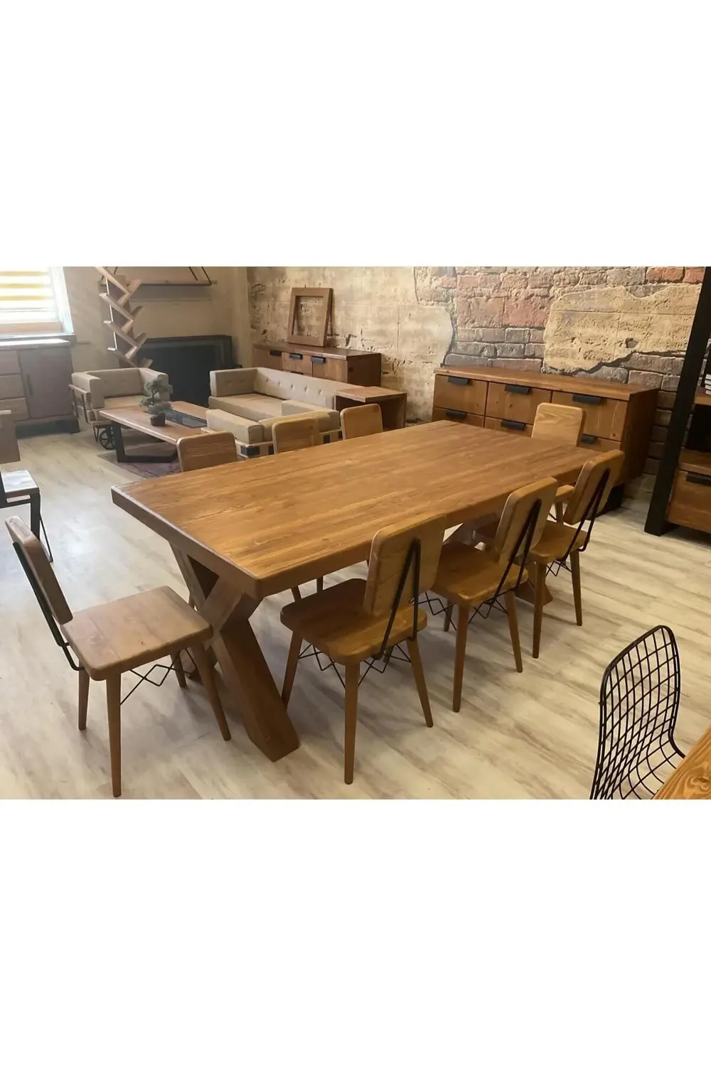 Ntconcept Doğal Ahşap Masif Toscana Yemek Masa Takımı 100x200cm 6