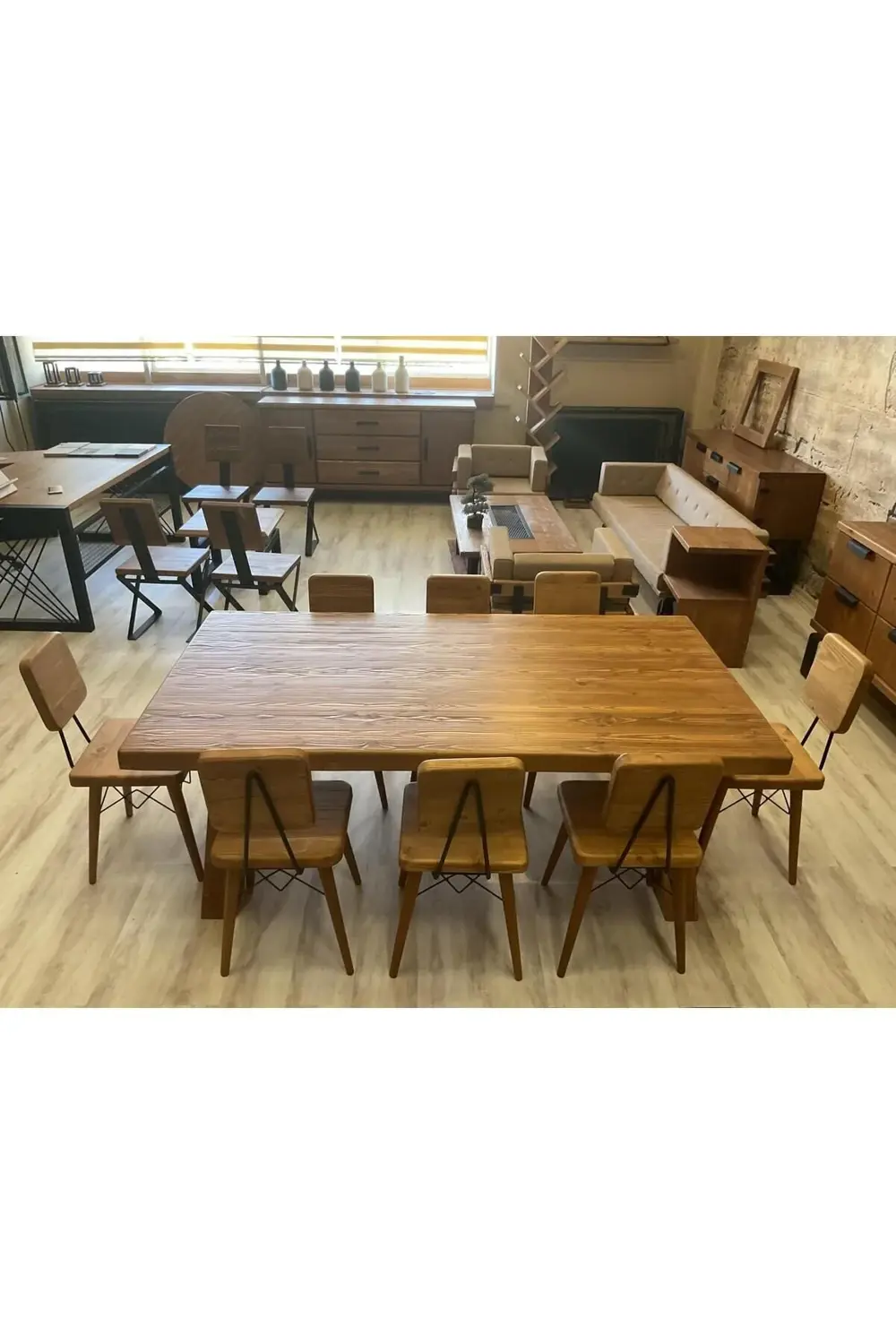 Ntconcept Doğal Ahşap Masif Toscana Yemek Masa Takımı 100x200cm 6