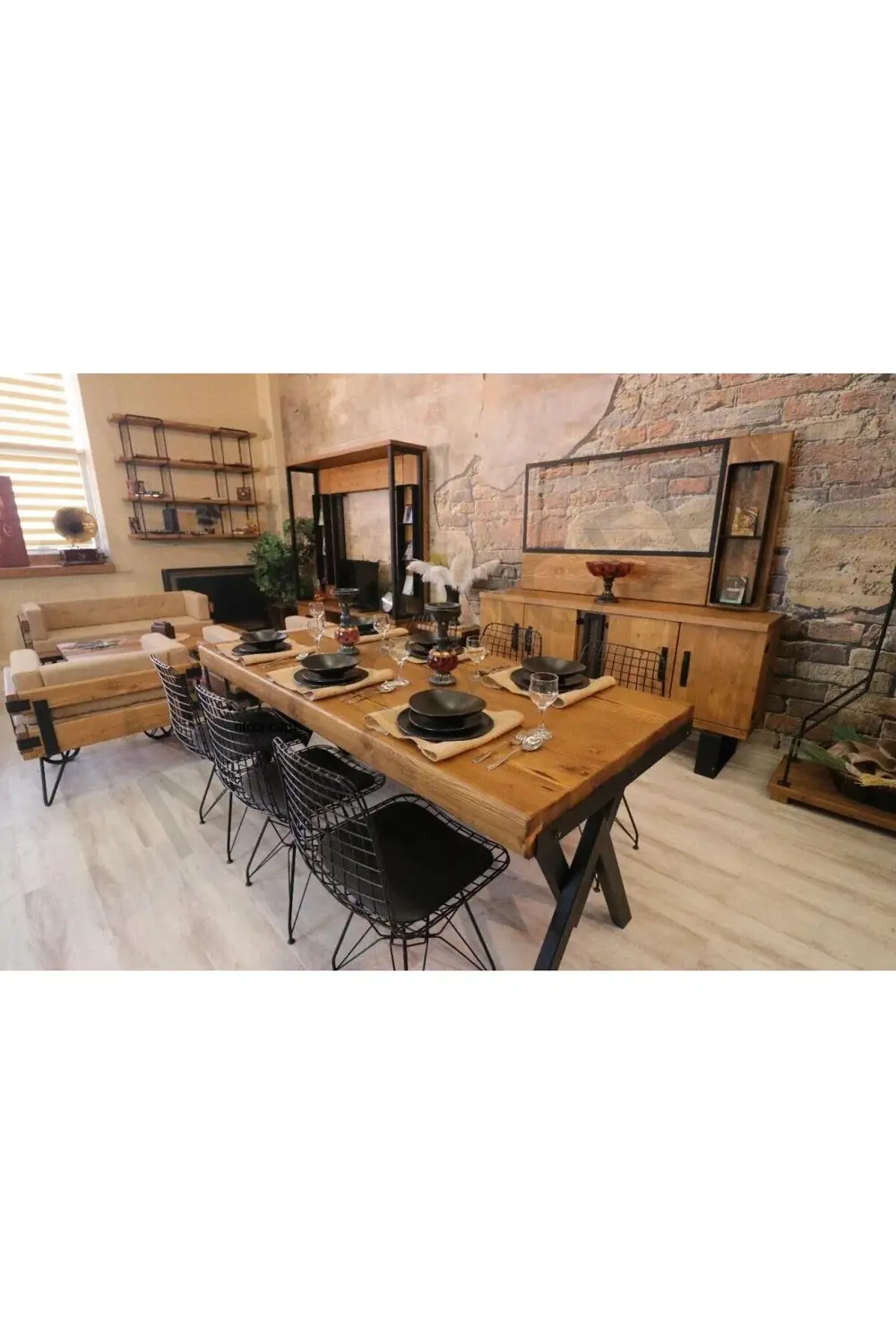 Nt Concept Ntconcept Doğal Ahşap Sandalyeli Masa Takımı(85Cm-185Cm Masa+8 Sa