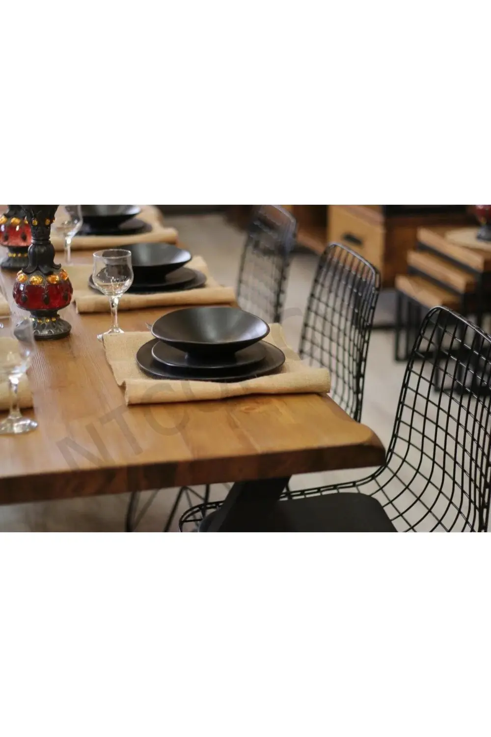 Nt Concept Ntconcept Doğal Ahşap Sandalyeli Masa Takımı(85Cm-150Cm Masa+4 Sa