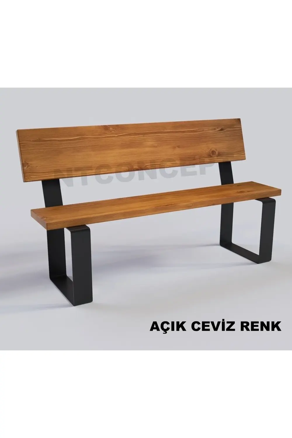 Ntconcept Doğal Ahşap Sırtlı Bank - (Uzunluk 170cm-Derinlik 40cm-