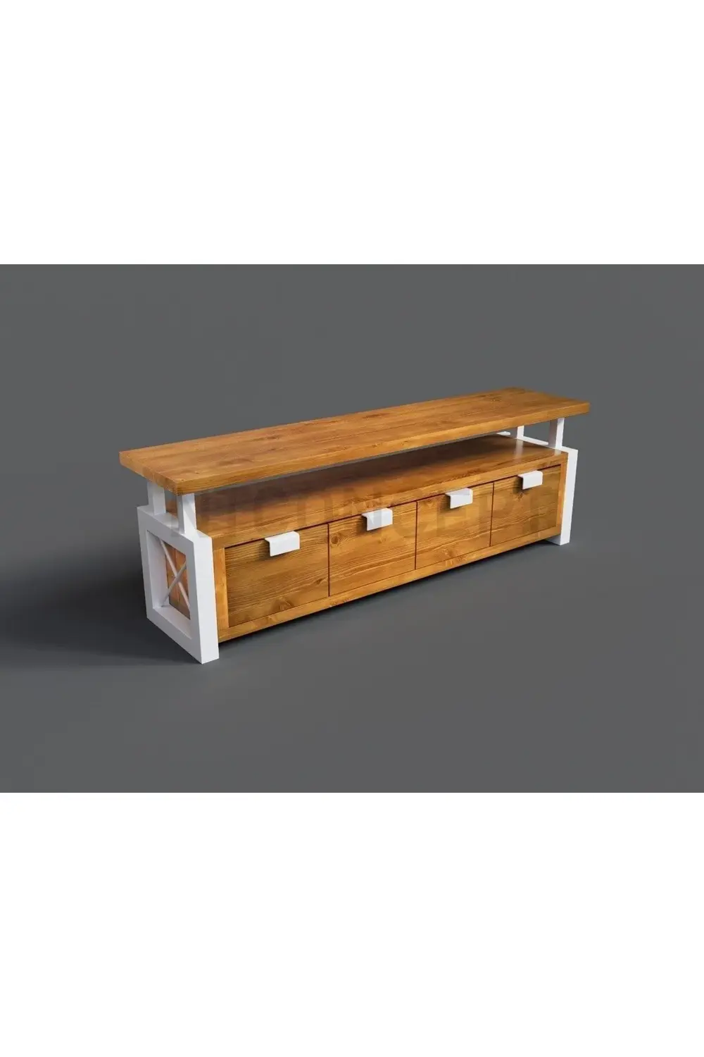 Ntconcept Doğal Ahşap Tv Ünitesi(Uzunluk 160cm-Yükseklik 60cm-Der