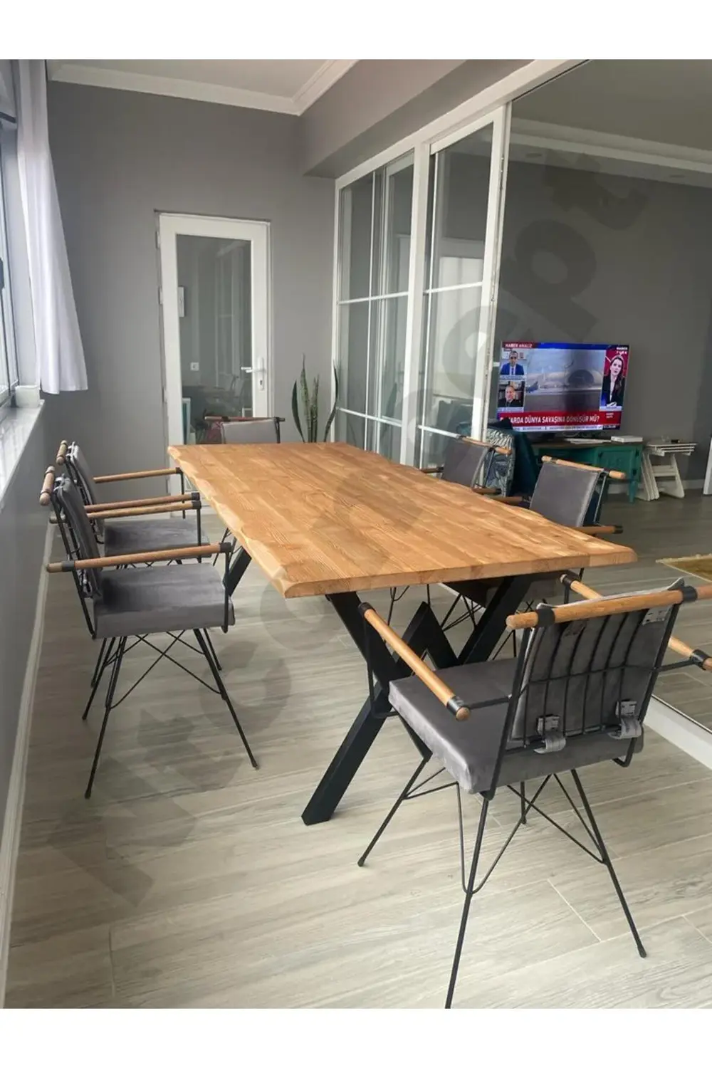 Ntconcept Doğal Ahşap Yemek Masası - (Derinlik 100cm-Uzunluk 230c Ntconcept Doğal Ahşap Yemek Masası - (Derinlik 100cm-Uzunluk 230c