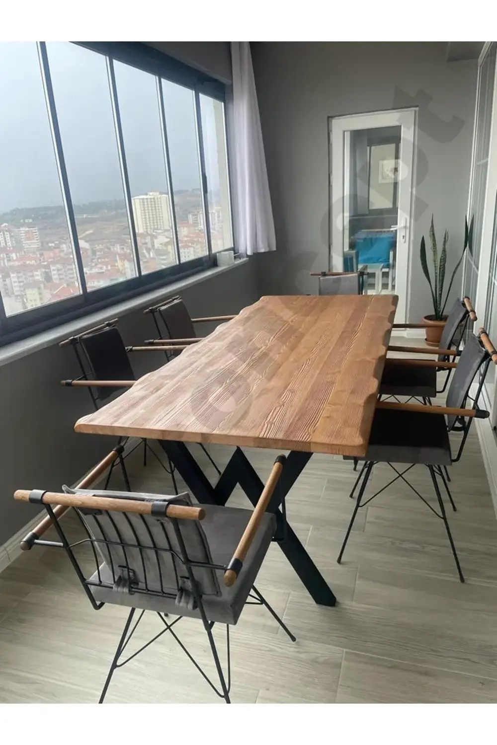 Ntconcept Doğal Ahşap Yemek Masası - (Derinlik 100cm-Uzunluk 230c Ntconcept Doğal Ahşap Yemek Masası - (Derinlik 100cm-Uzunluk 230c