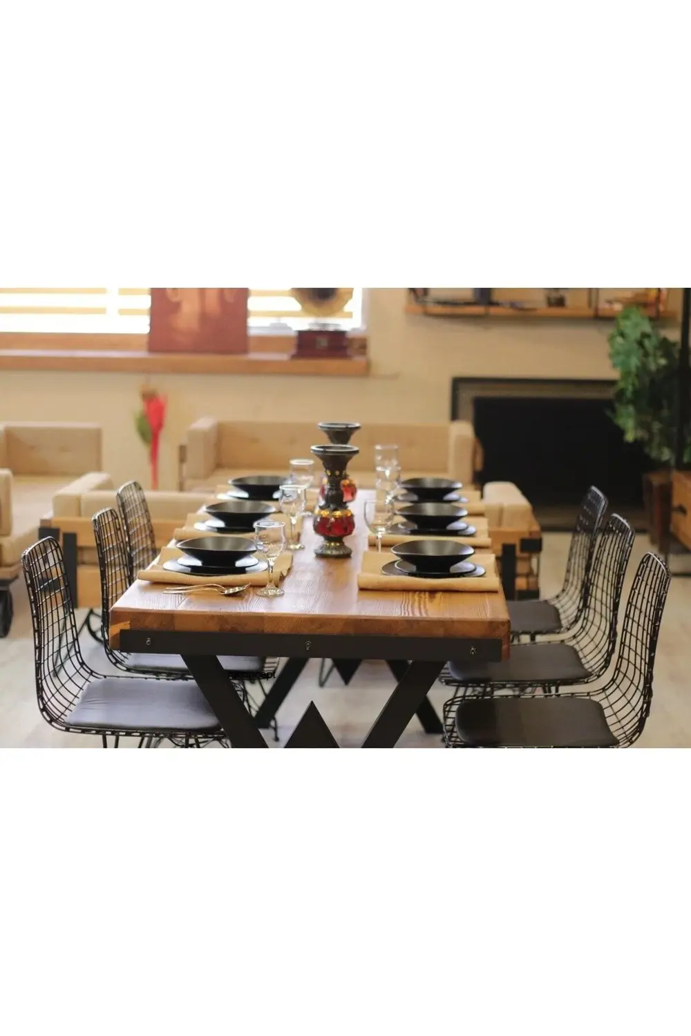 Ntconcept Doğal Ahşap Yemek Masası - (Uzunluk 230cm-Derinlik 100c