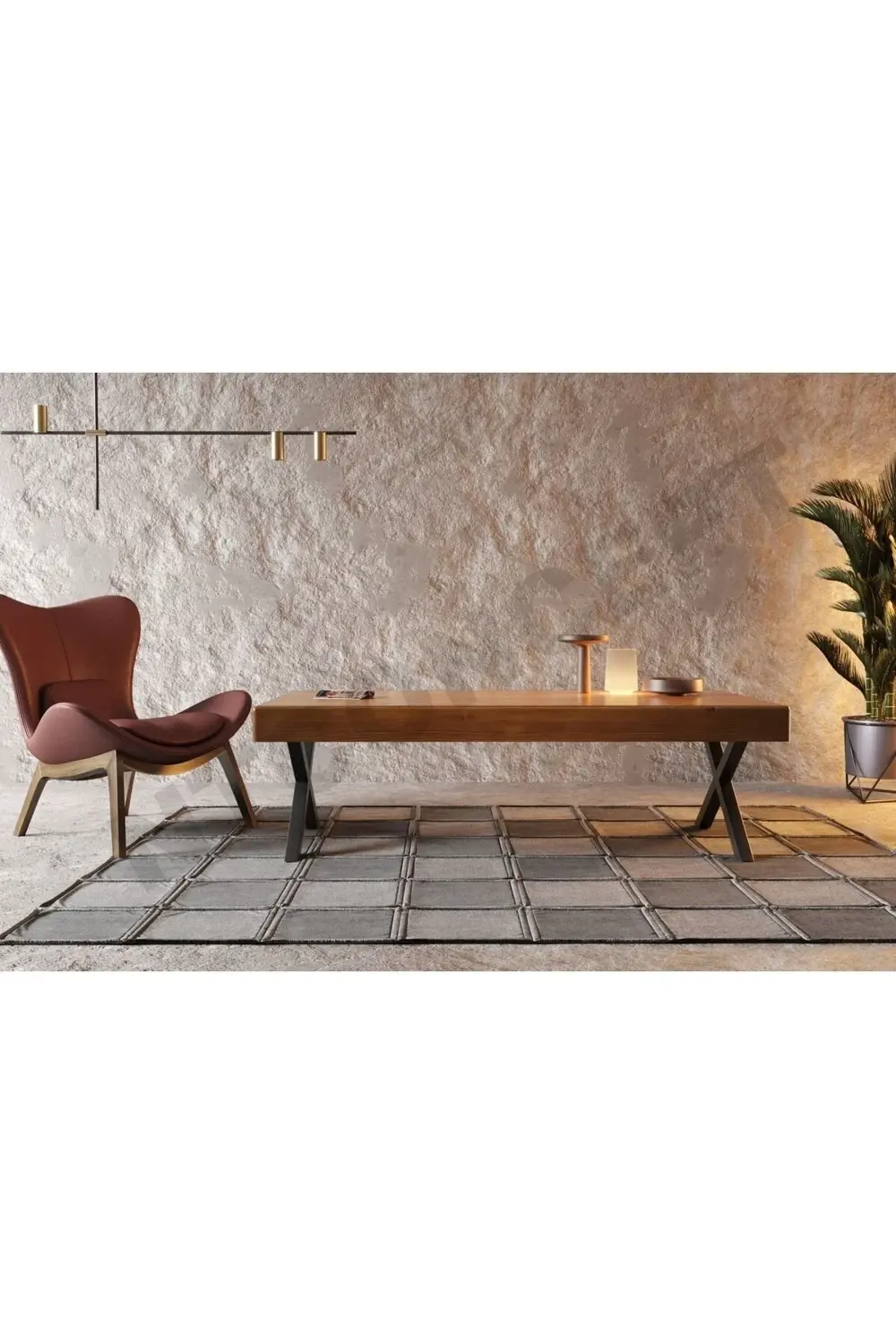 Ntconcept Doi X Ayak Masif Ahşap Sehpa 75 Cm-180 Cm H44 Cm