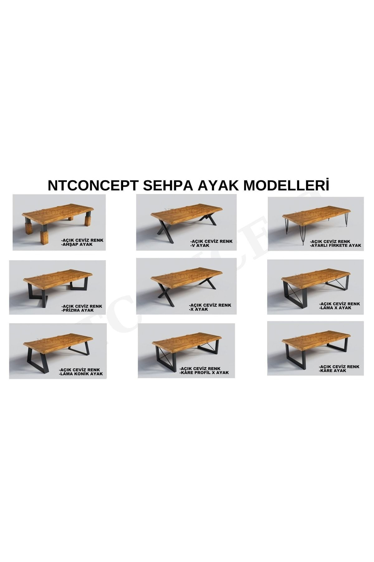 Nt Concept Ntconcept Doi X Ayak Masif Ahşap Sehpa 75 Cm-180 Cm H44 Cm