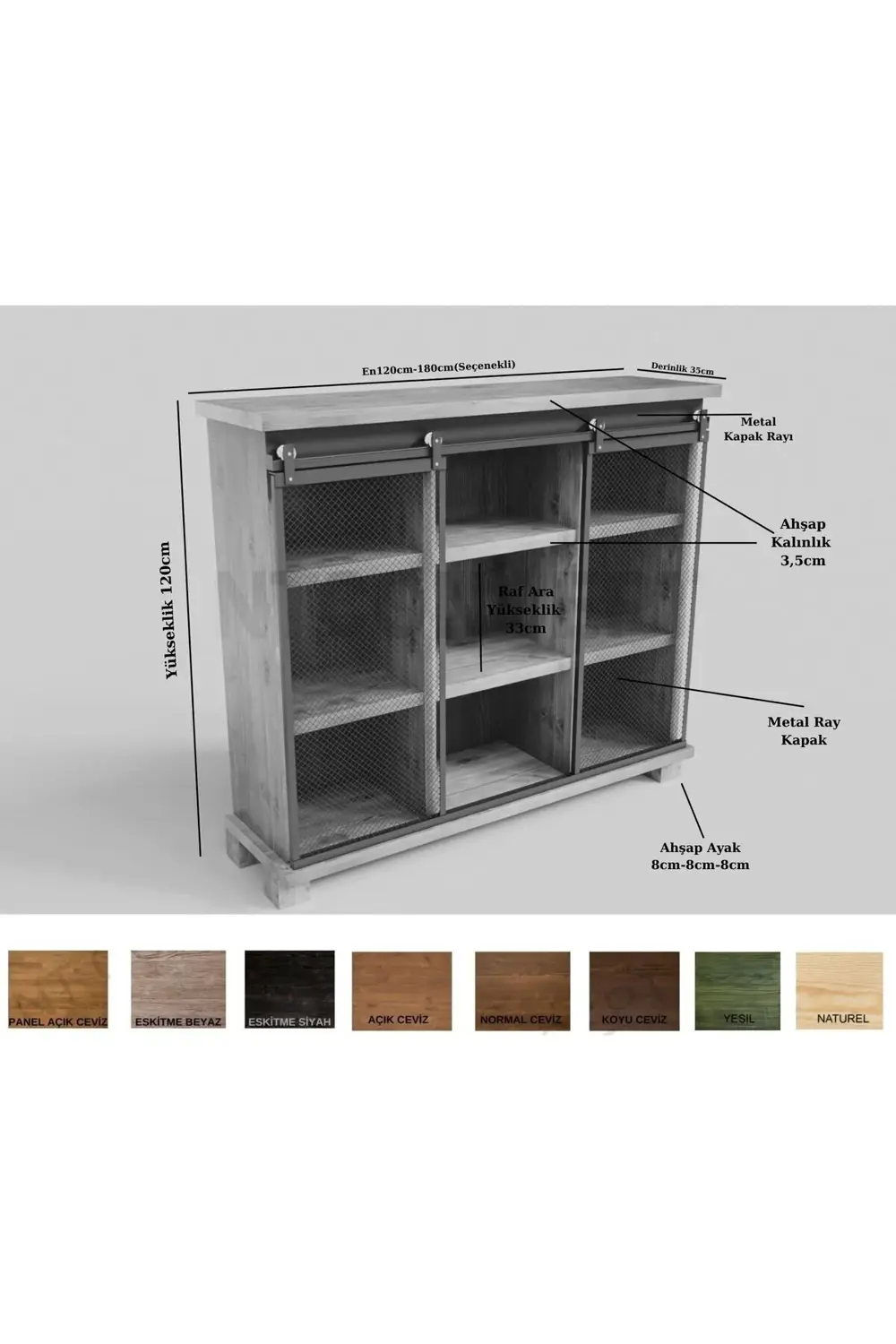 Ntconcept Due Doğal Ağaç Ofis Kitaplık 180cm-h120cm-41cm