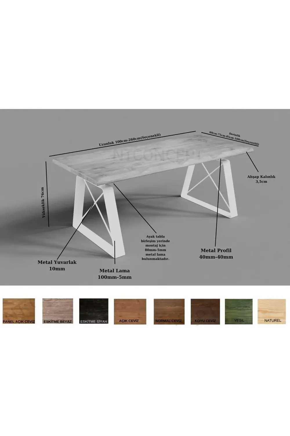 Nt Concept Ntconcept Everest Masif Ağaç Yemek Masası (85Cm-200Cm)