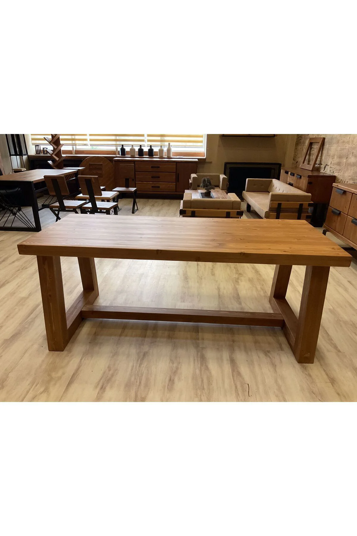 Ntconcept Farmhouse Doğal Ahşap Masif Yemek Masası (100X220CM)