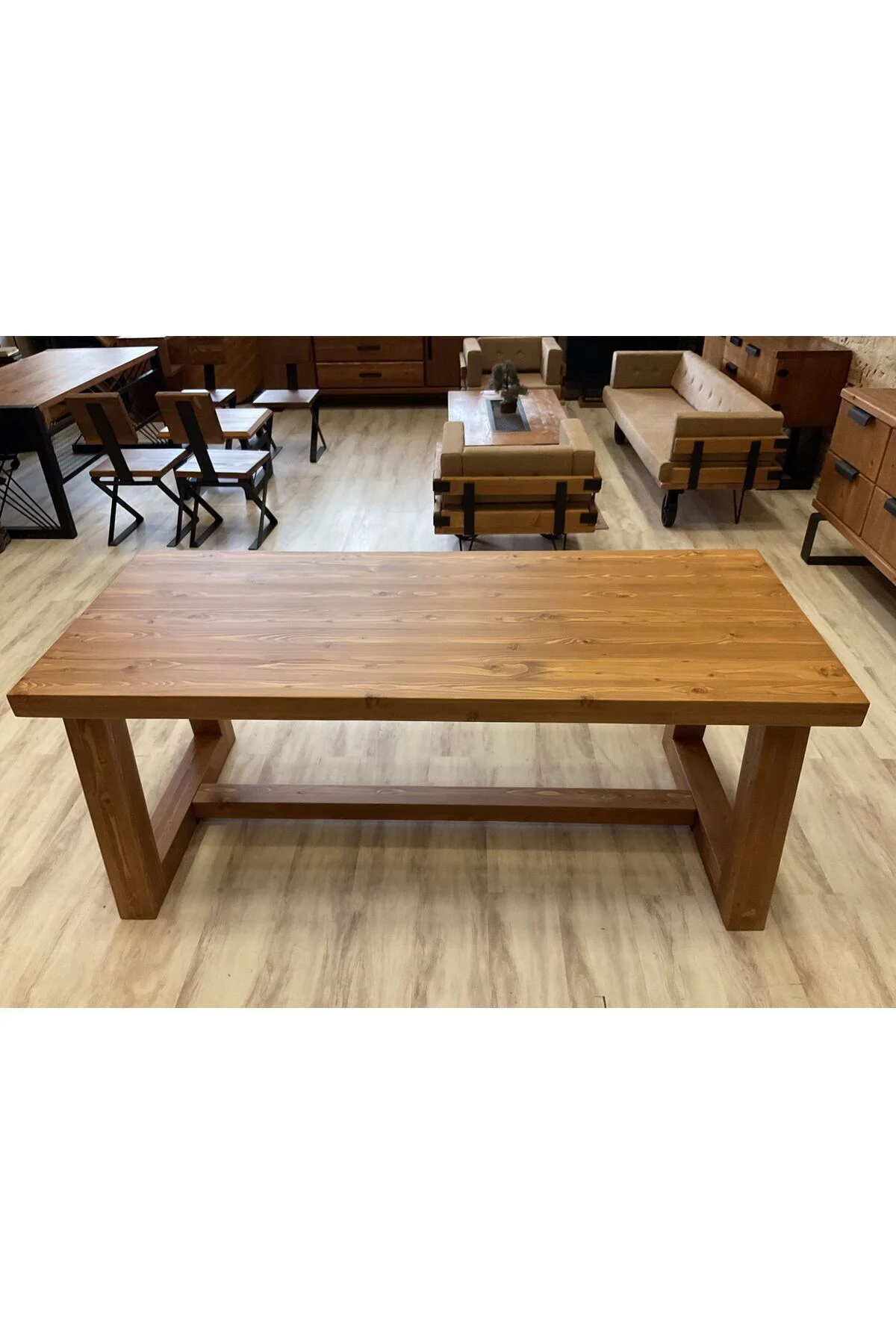 Ntconcept Farmhouse Doğal Ahşap Masif Yemek Masası (80X200CM)