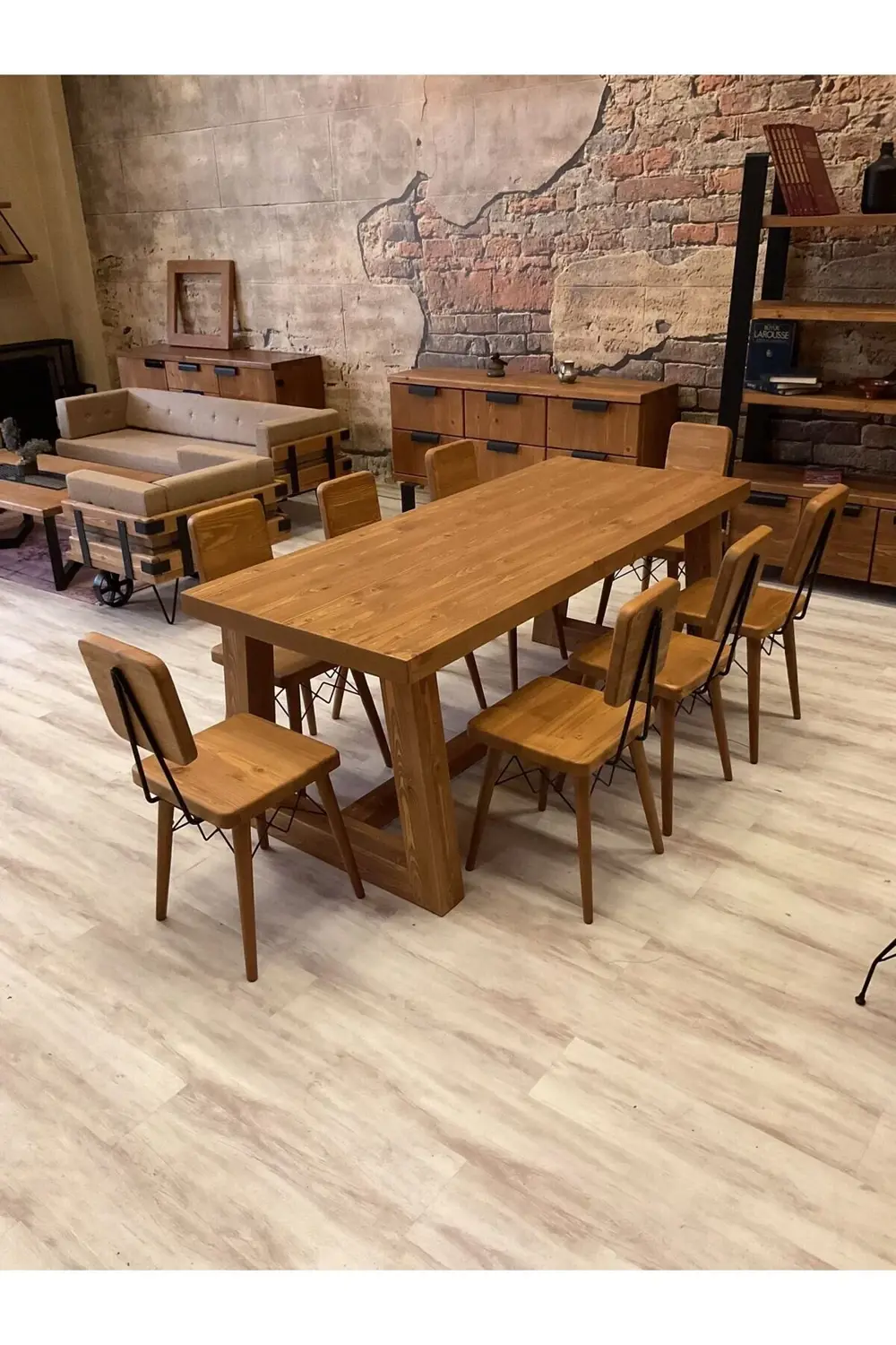 Ntcollection Ntconcept Farmhouse Doğal Ahşap Masif Yemek Masası 80X180cm 6 Ade