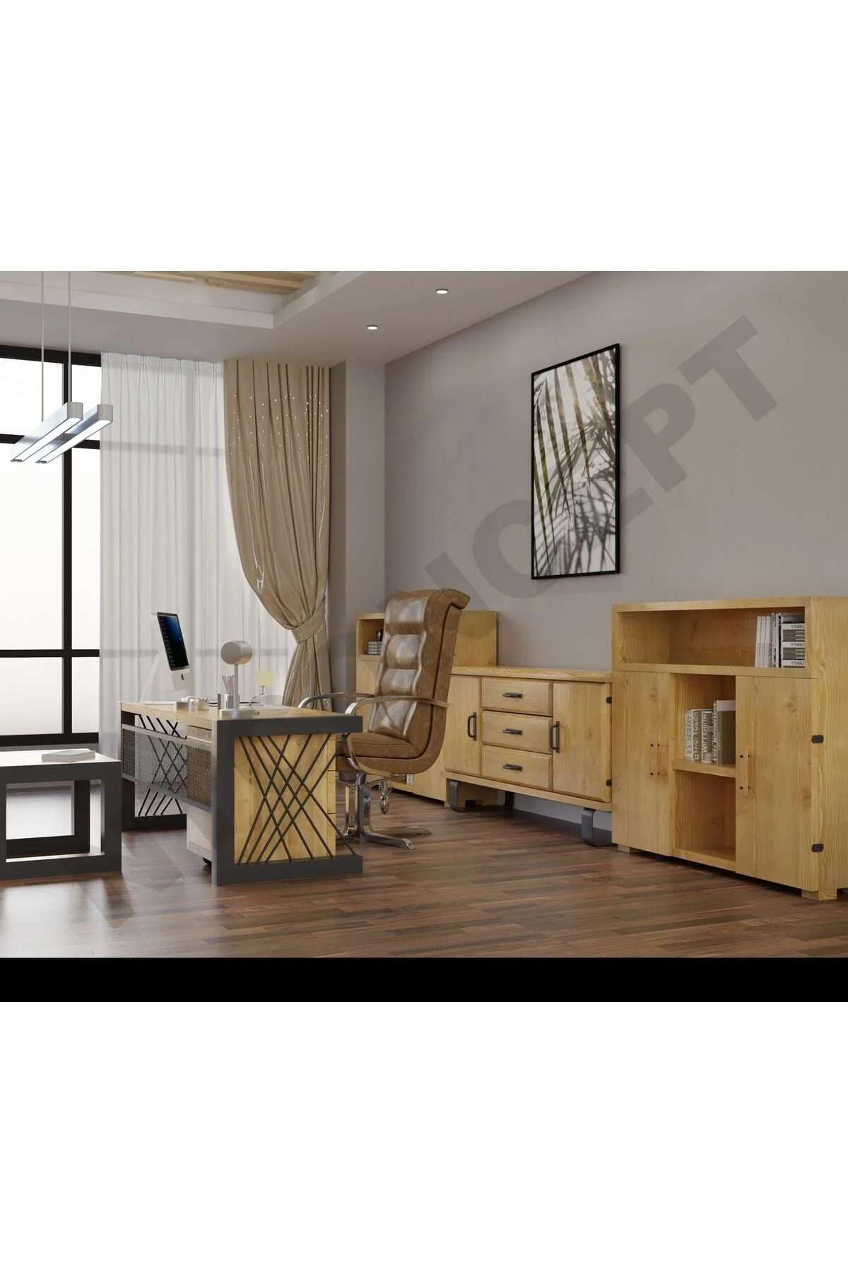 Ntconcept Foe Doğal Ahşap Ofis Ve Çalışma Odası Takımı-160'lık Ta