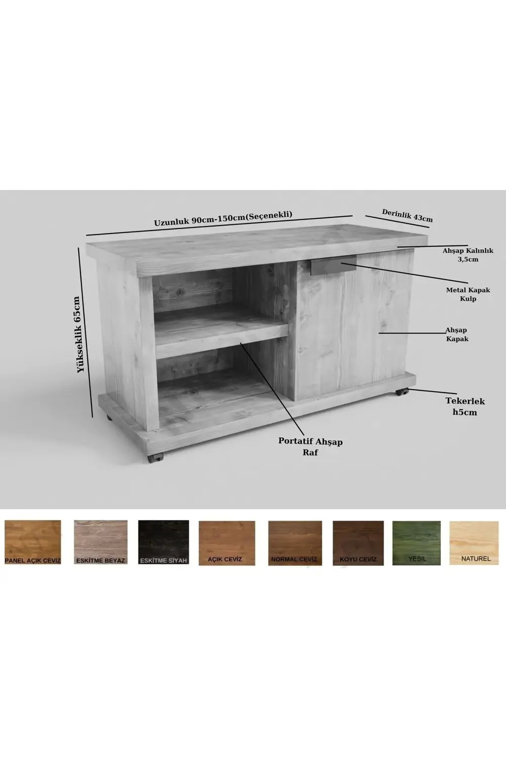 Nt Concept Ntconcept İnox Doğal Ağaç Keson(150Cm-H60cm-41Cm)