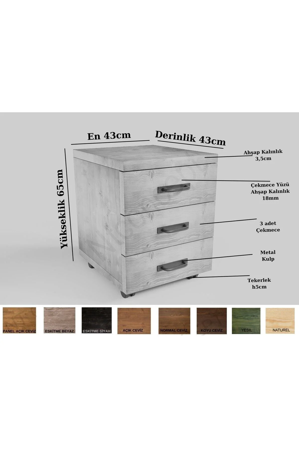 Ntconcept Kio Doğal Ahşap Üçlü Ofis Ve Çalışma Odası Takımı-160'l
