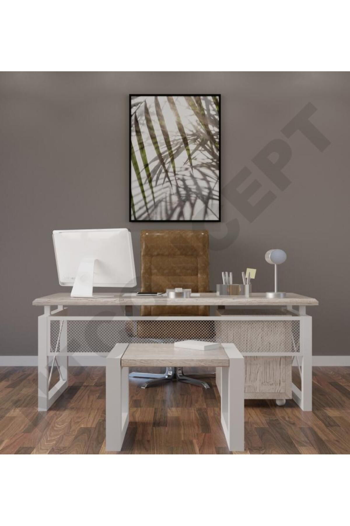 Nt Concept Ntconcept Kio Doğal Ahşap Üçlü Ofis Ve Çalışma Odası Takımı-180'L