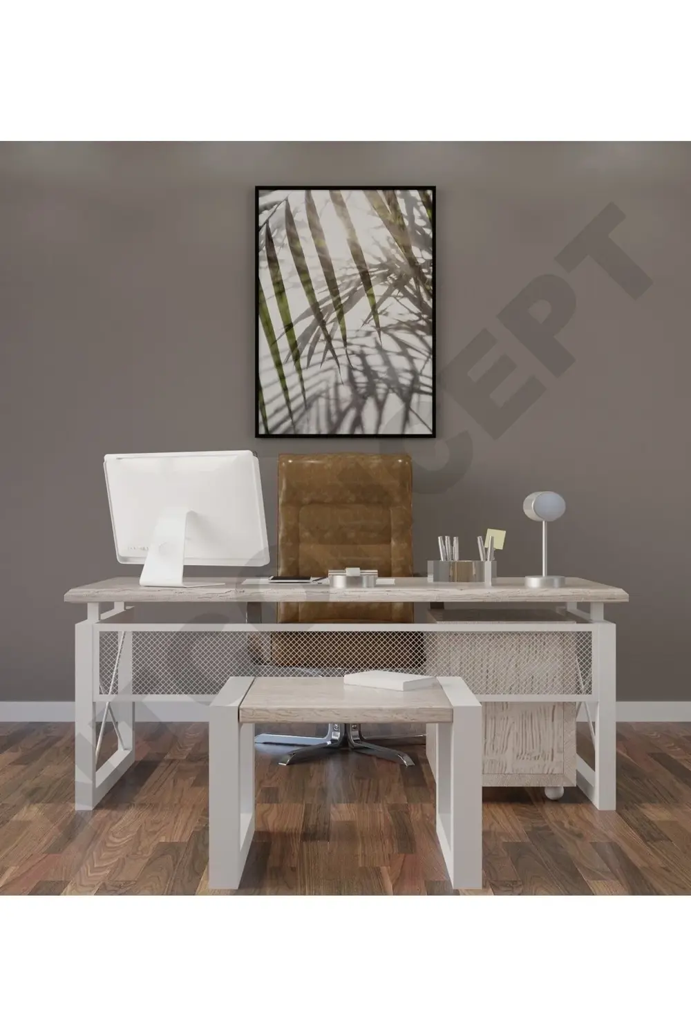 Nt Concept Ntconcept Kio Doğal Ahşap Üçlü Ofis Ve Çalışma Odası Takımı-160'L