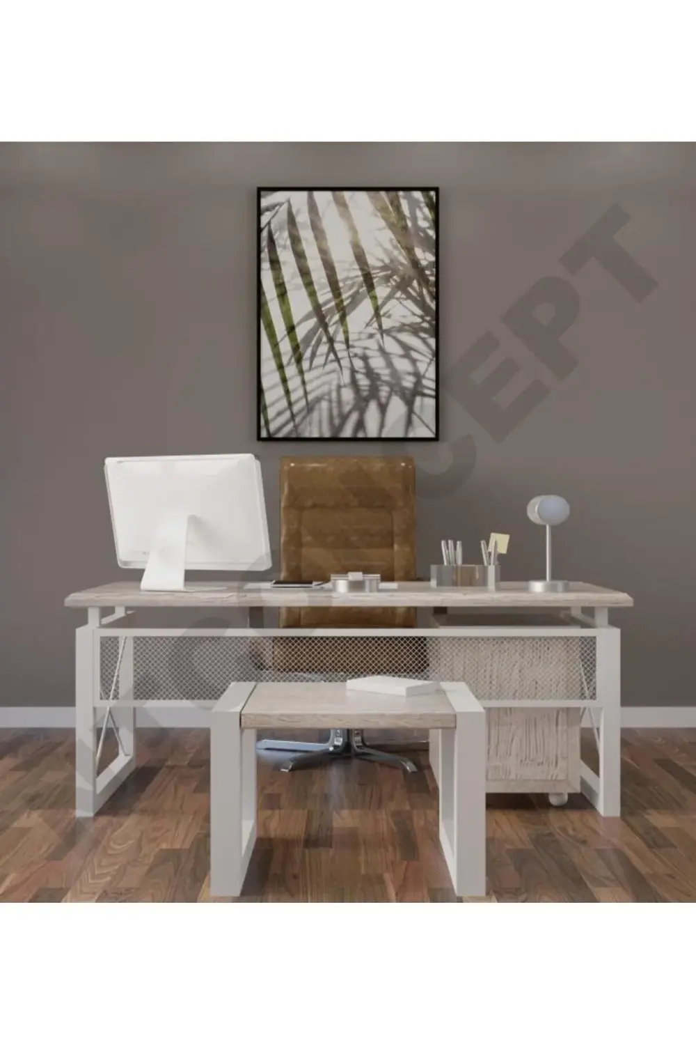 Nt Concept Ntconcept Kio Doğal Ahşap Üçlü Ofis Ve Çalışma Odası Takımı-180'L