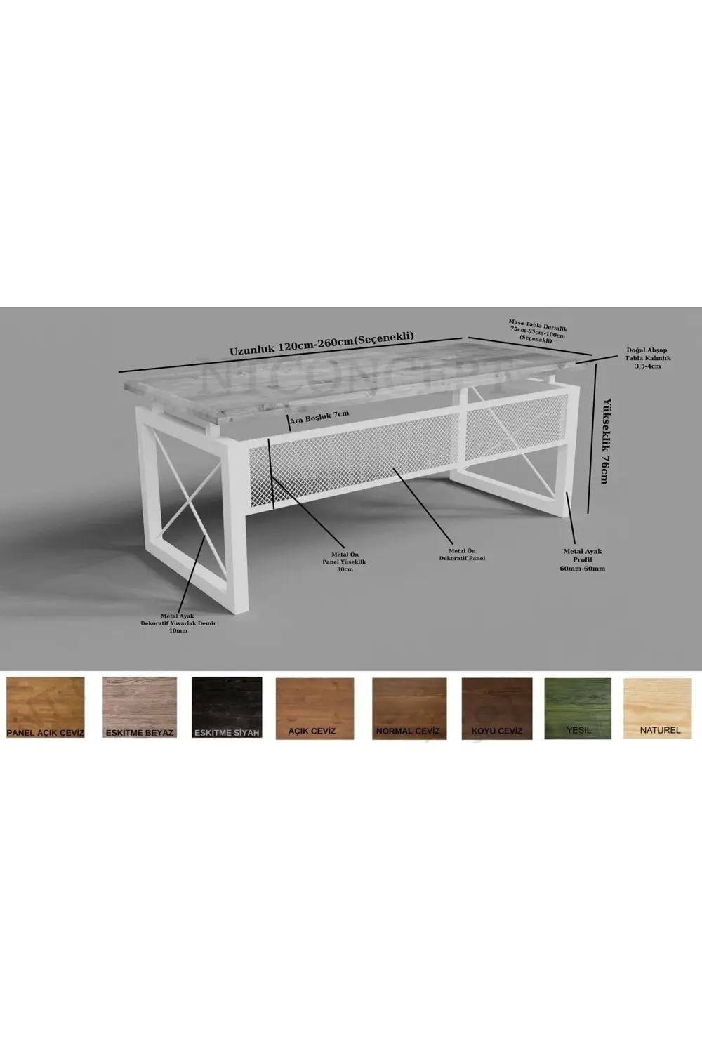 Ntconcept Kio Doğal Ahşap Üçlü Ofis Ve Çalışma Odası Takımı-140'l