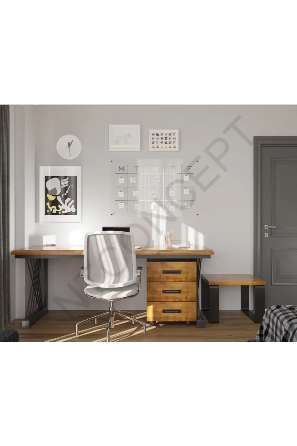 Nt Concept Ntconcept Lavie Doğal Ahşap Üçlü Ofis Ve Çalışma Odası-120'Lik Ta