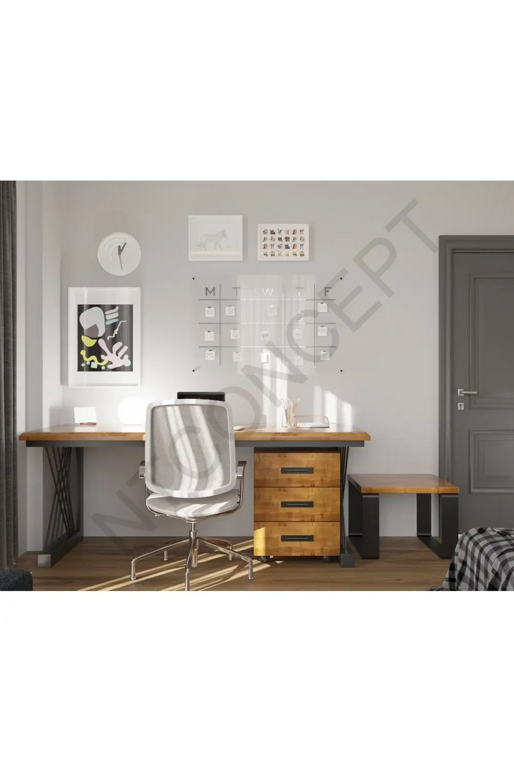 Nt Concept Ntconcept Lavie Doğal Ahşap Üçlü Ofis Ve Çalışma Odası-200'Lik Ta