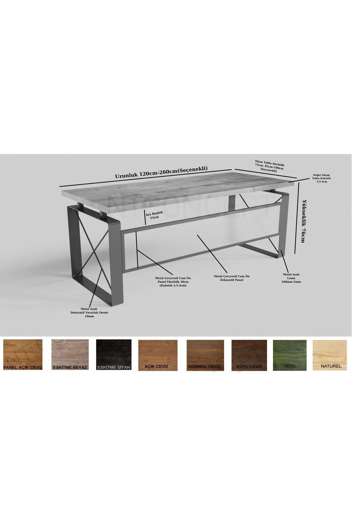 Ntconcept Levva Quen Masif Ağaç Ofis Masası(85cm-140cm-h78cm)