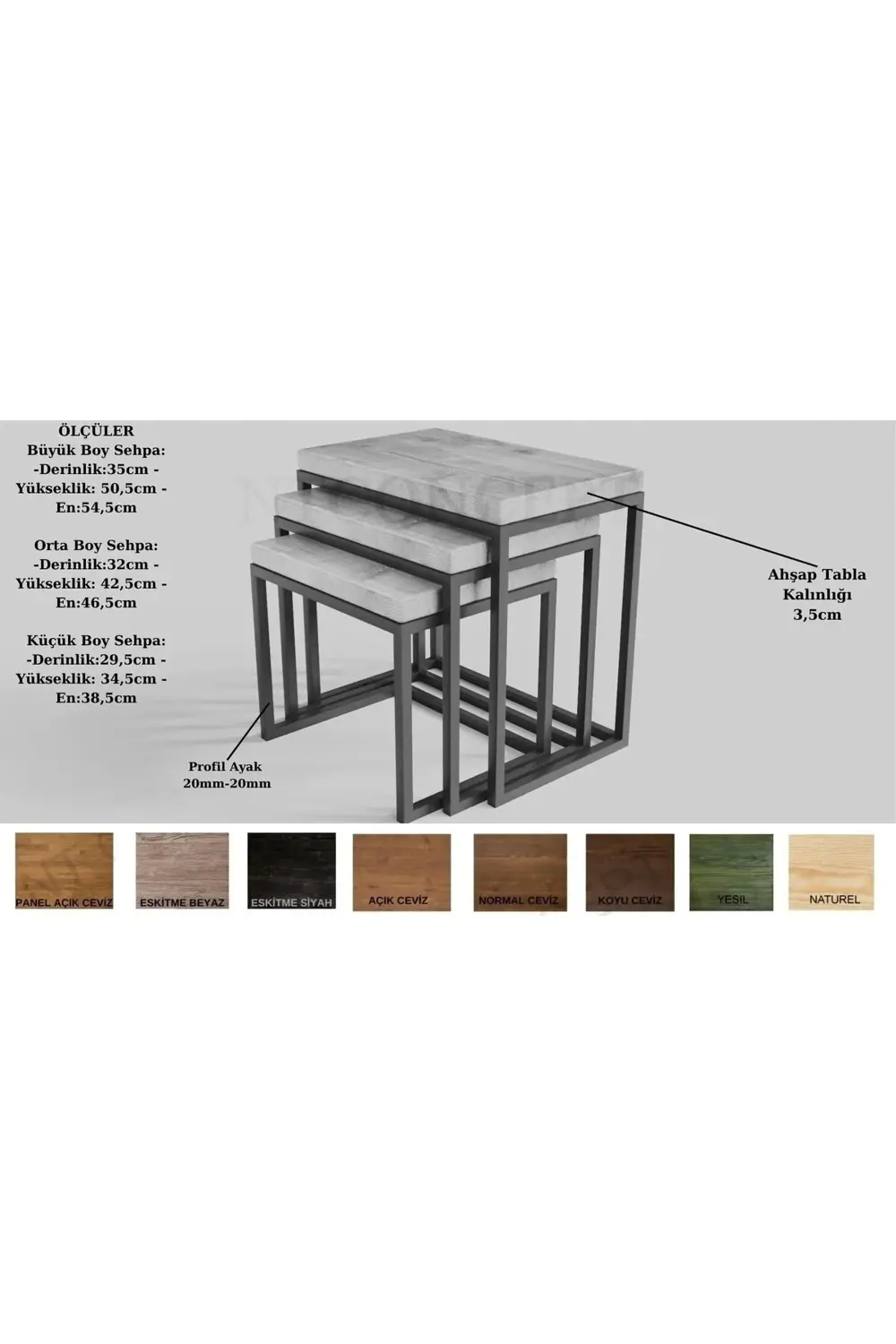 Ntconcept Lie Masif Ağaç Zigon Sehpa Takımı