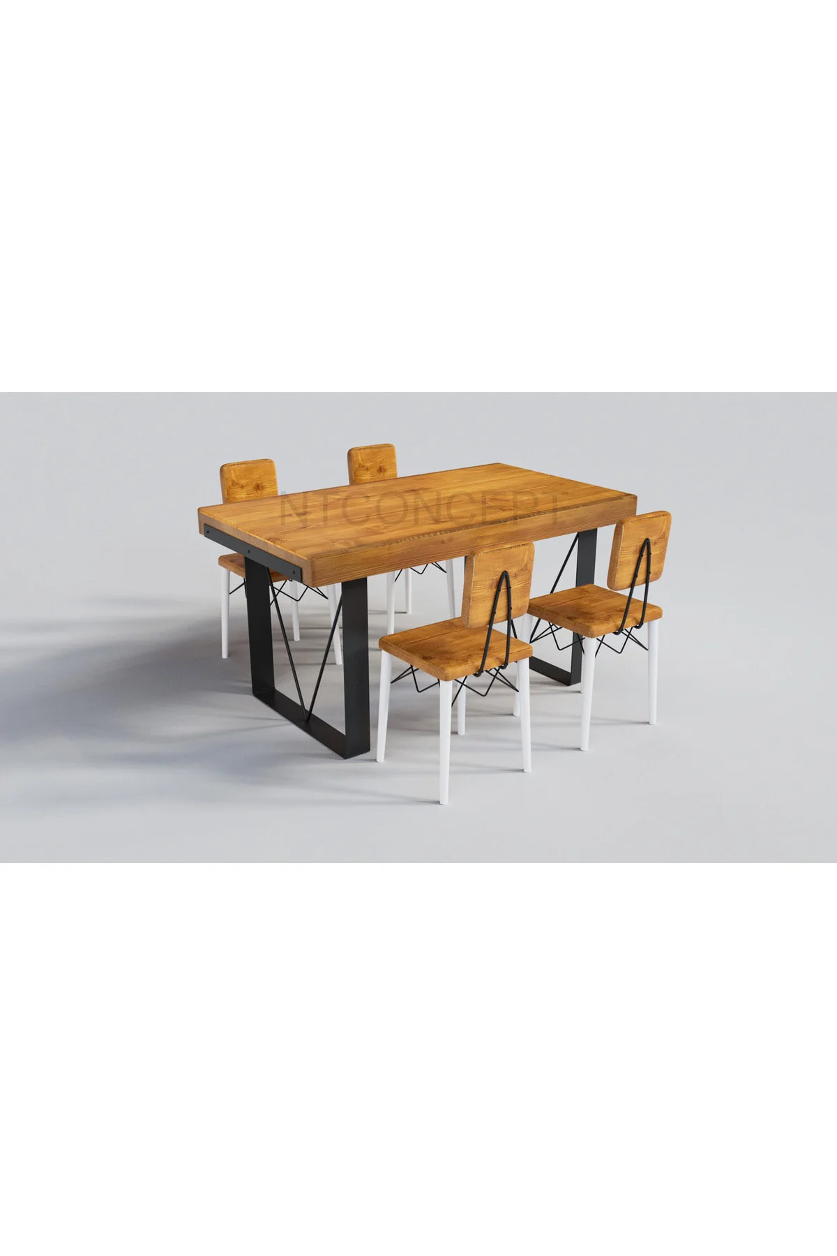 Ntconcept Lilien Doğal Ahşap Sandalyeli Masa Takımı(85CM-185CM MA