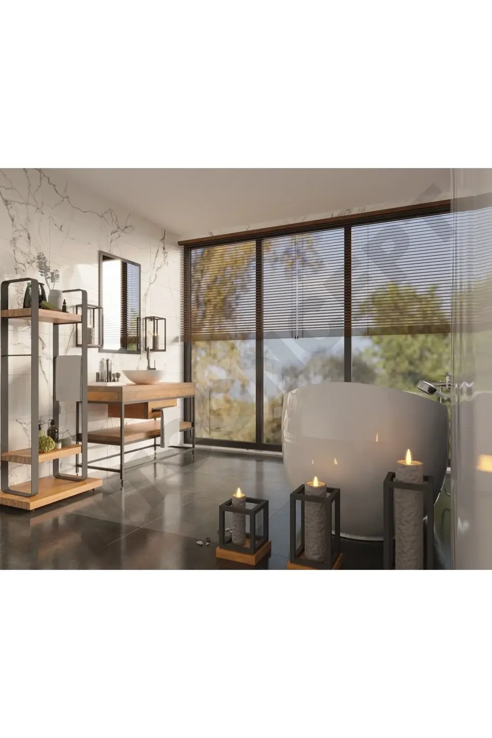 Ntconcept Liv Ayna Çerçeveli Doğal Ahşap Lavabo Hilton(UZUNLUK 13